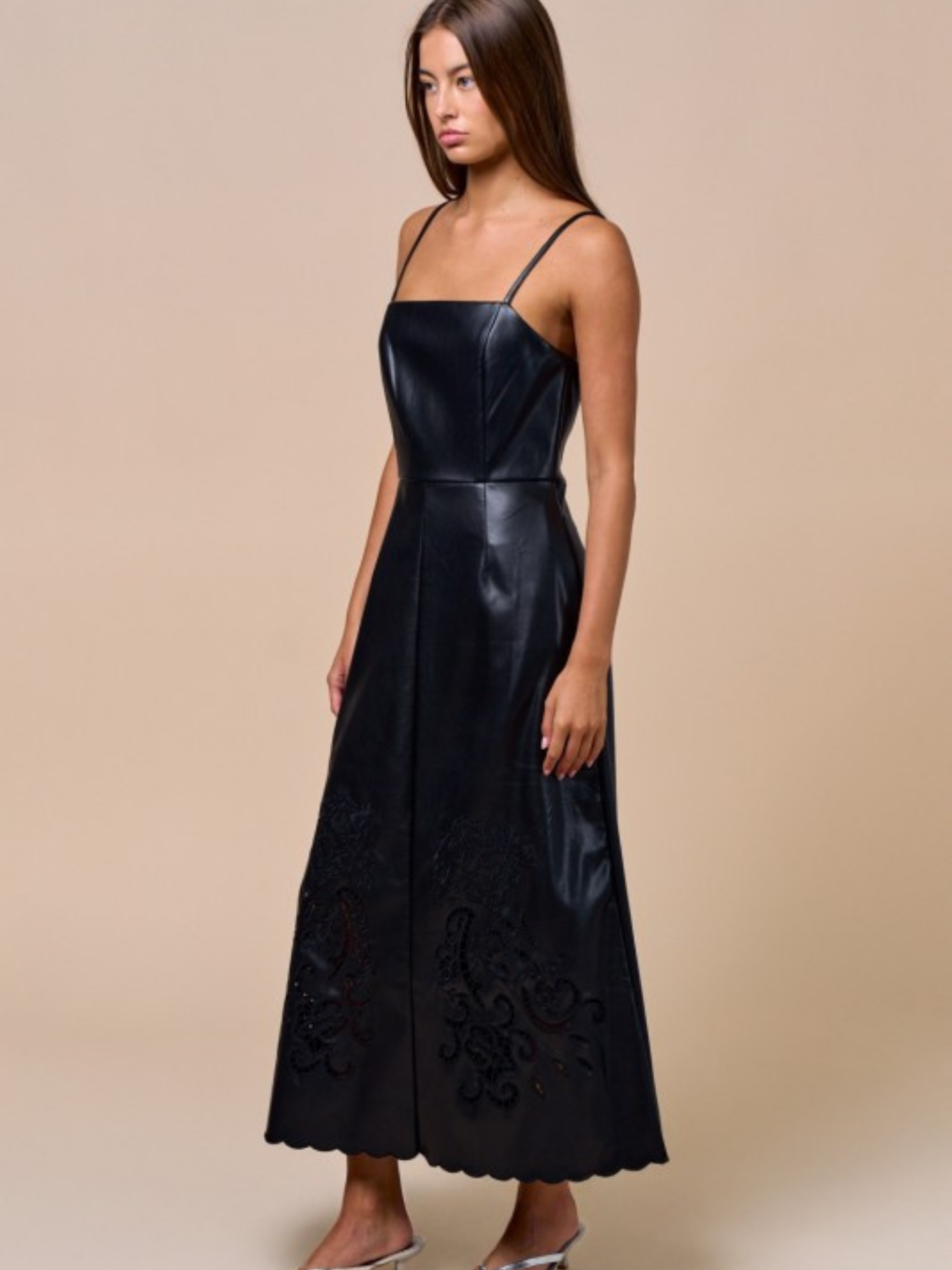 Faux Leather Maxi Dress | Elegant Women's Fashion by coolavocek