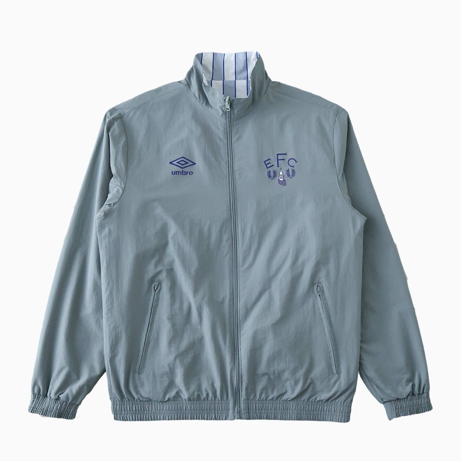 AlphaJersey-Everton 1988-89 Retro Style Double Sided Reversible Windbreaker - White & Grey