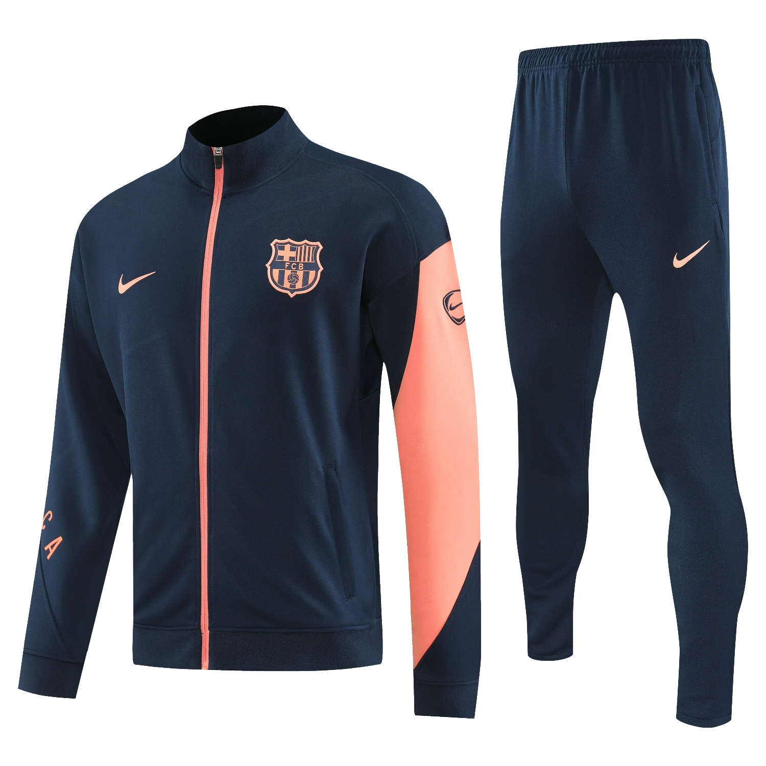 AlphaJersey-Barcelona 25-26 Jacket Training Tracksuit - Black Orange Jackets & Black Pants