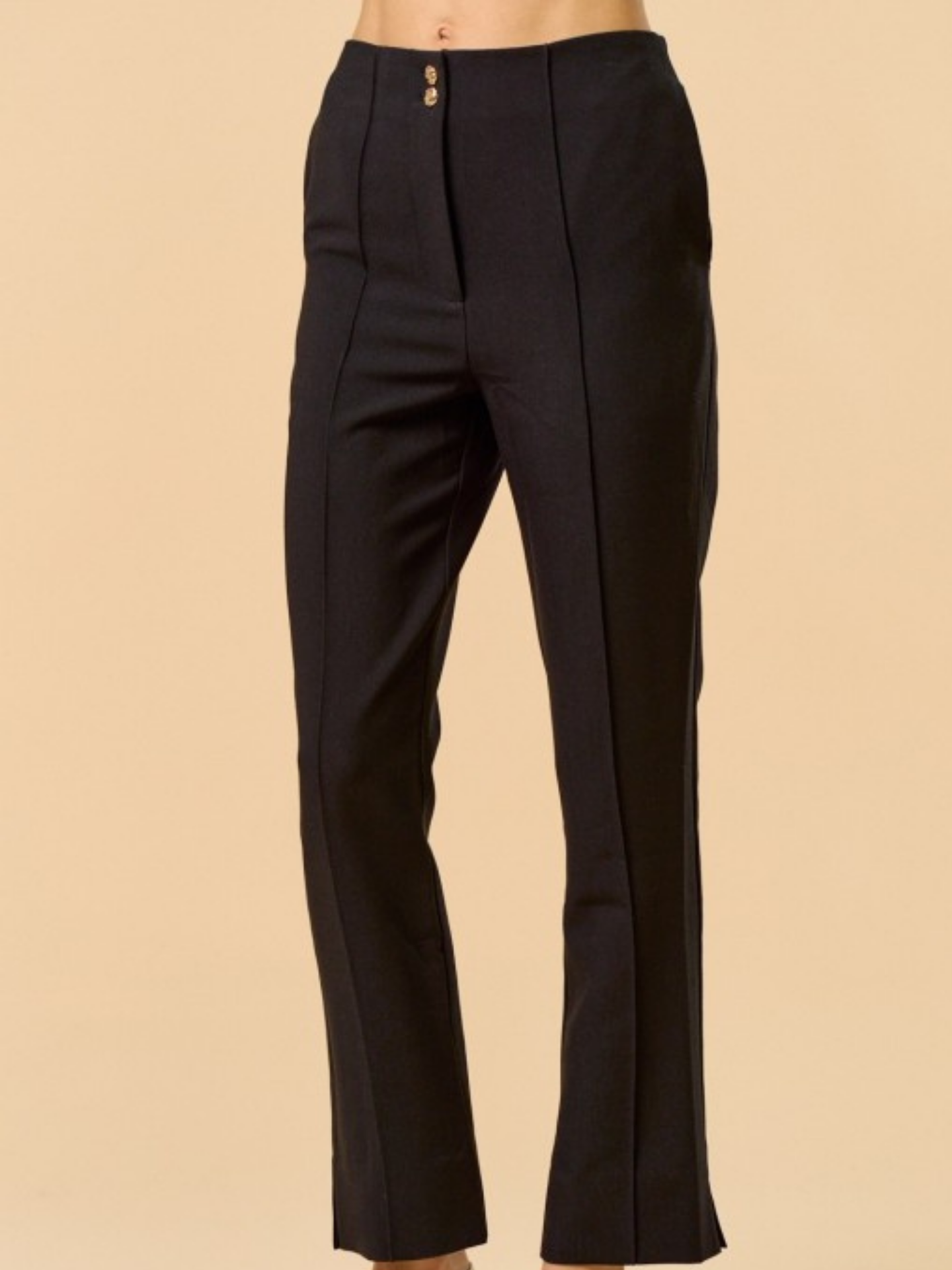 Gold Button Cropped Trousers | Elegant Women's Fashion by coolavocek