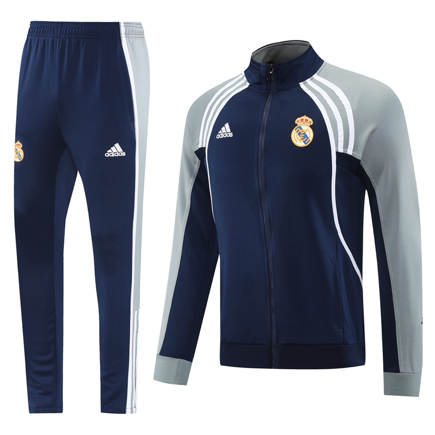 AlphaJersey-Real Madrid 25-26 Jacket Training Tracksuit - Blue Grey Jackets & Pants
