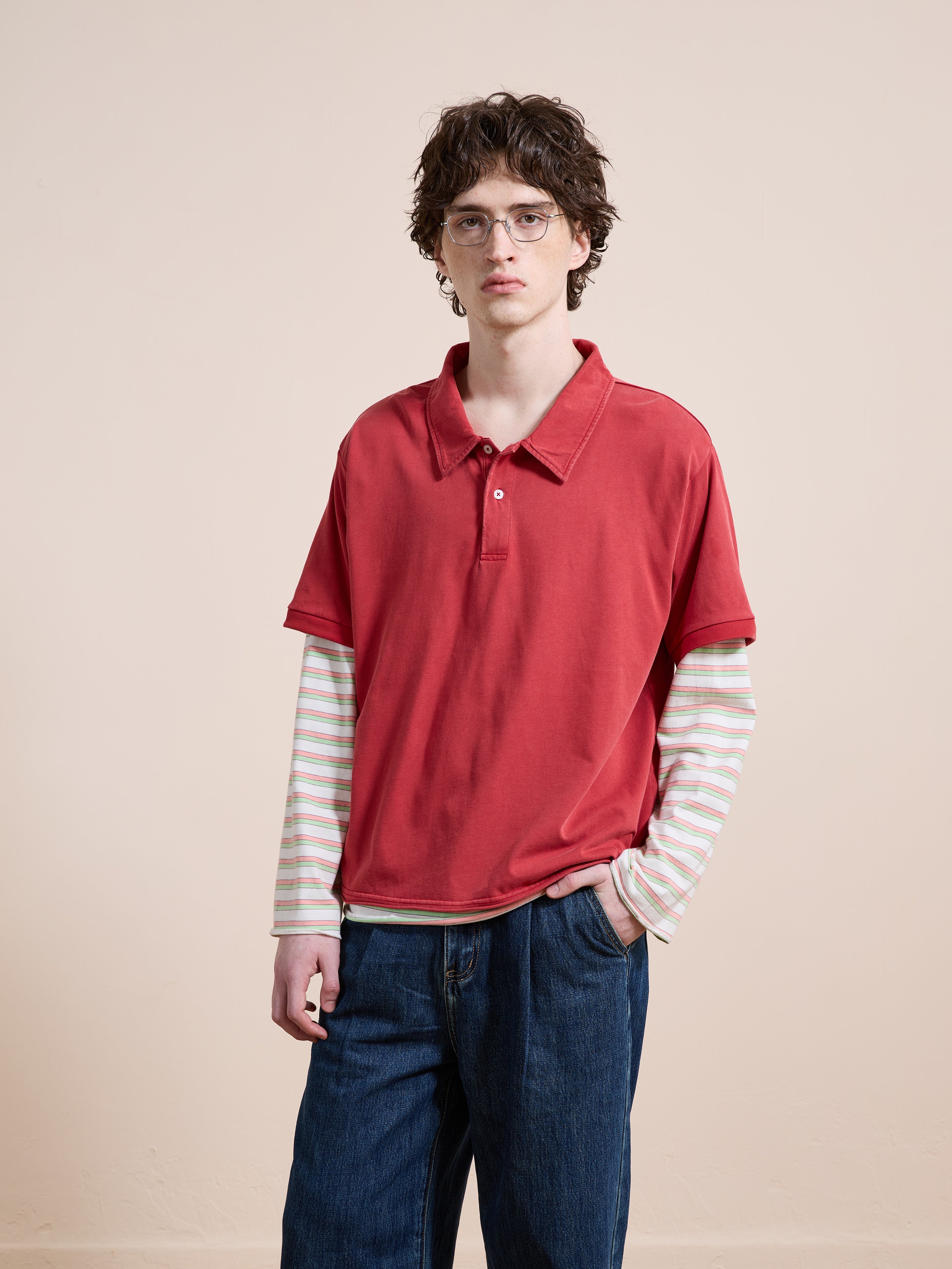 Double Layer Stripe Polo | Modern Menswear by yycbvcnbmmnbm