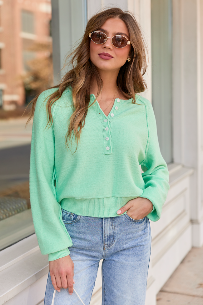 Casey Mint Henley Pullover | Elegant Women's Fashion by coolavocek