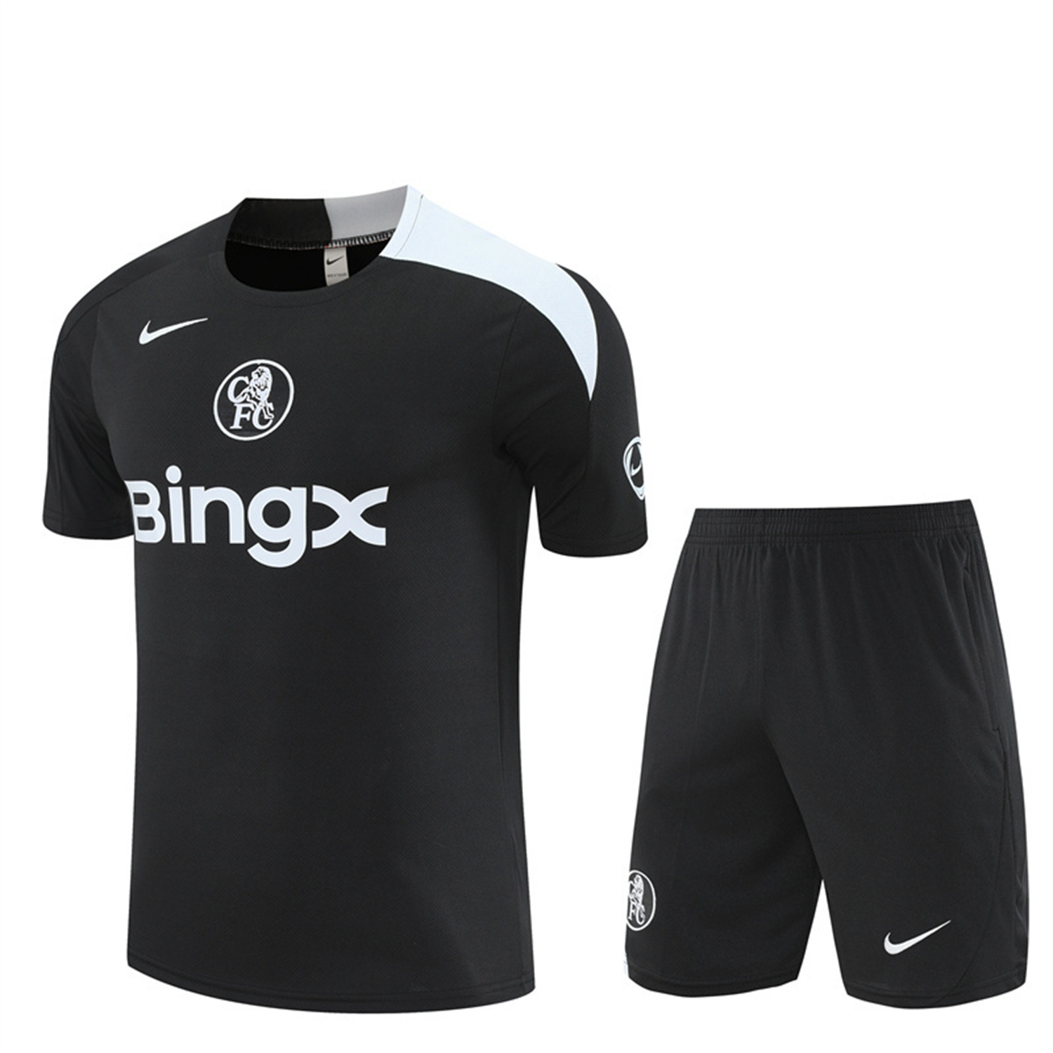 AlphaJersey-C.H.E.L.S.E.A 25-26 Kids Short-Sleeve Training Set - Black Top & Black Shorts