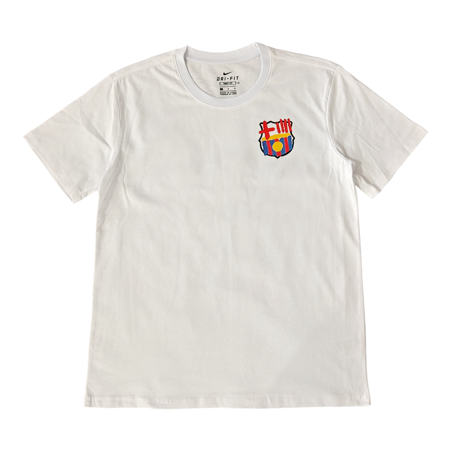 AlphaJersey-Barcelona Tots Units Fem Força Full-Color Drawing Of The Shield T-shirt【White】