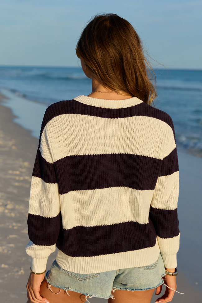 America Black And White Striped Sweater | Elegant Women's Fashion by coolavocek