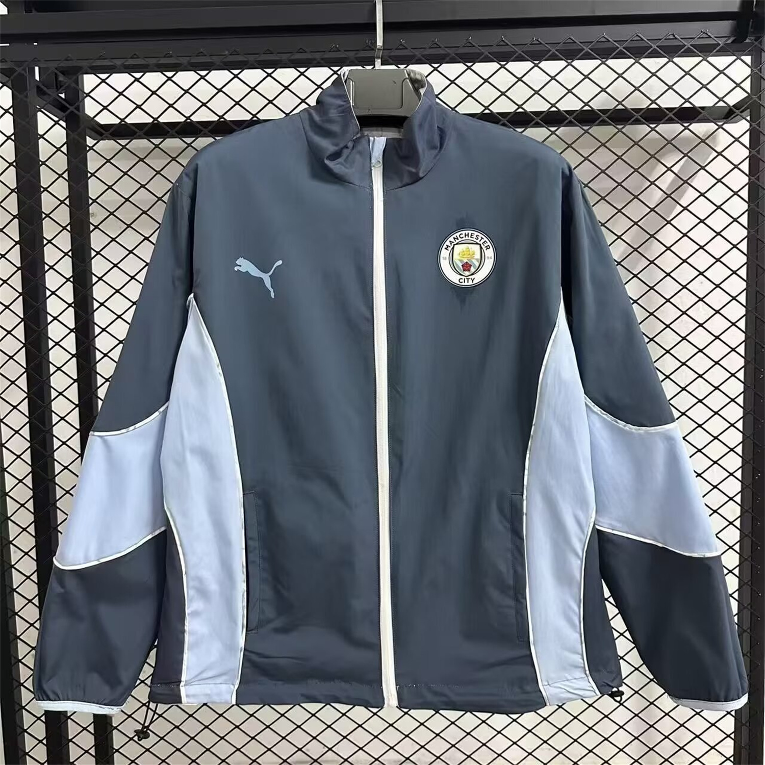 AlphaJersey-Manchester City 25-26 Double Sided Reversible Windbreaker - Deep Blue & White