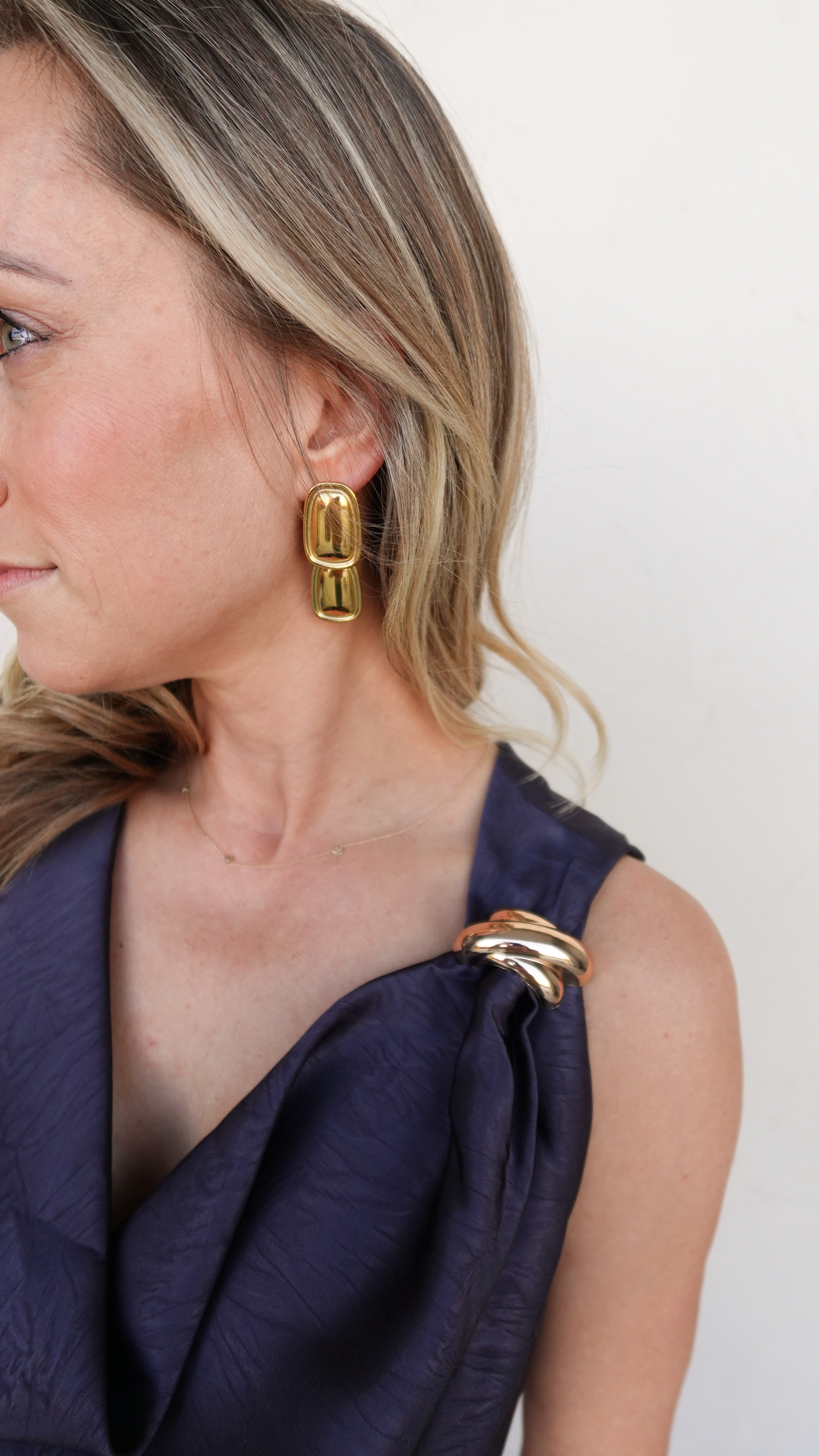 Gold Double Drop Earrings | Elegant Women's Fashion by coolavocek