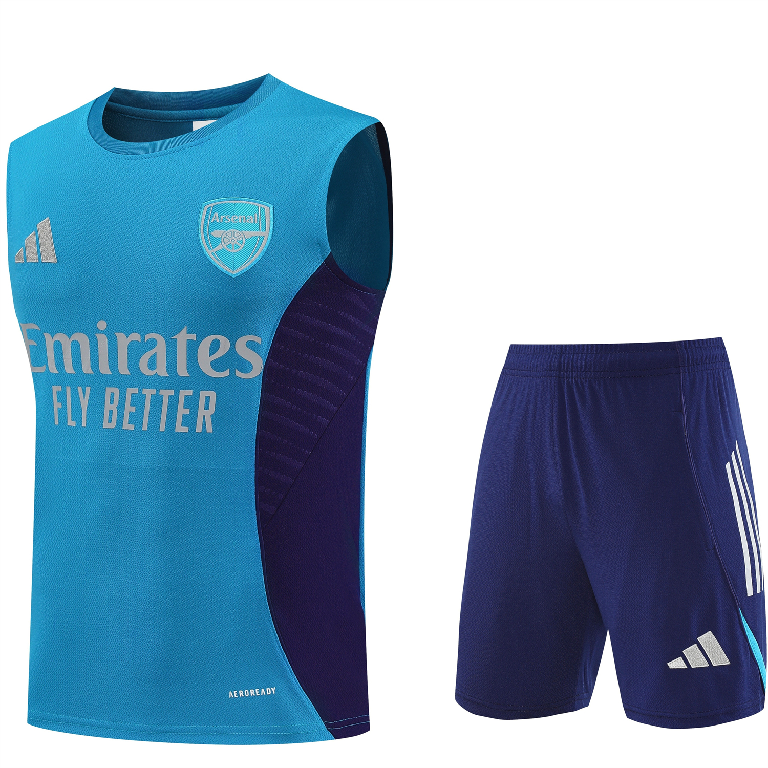 AlphaJersey-Arsenal 25-26 Vest Training Set - Light Blue Top & Royal Blue Shorts