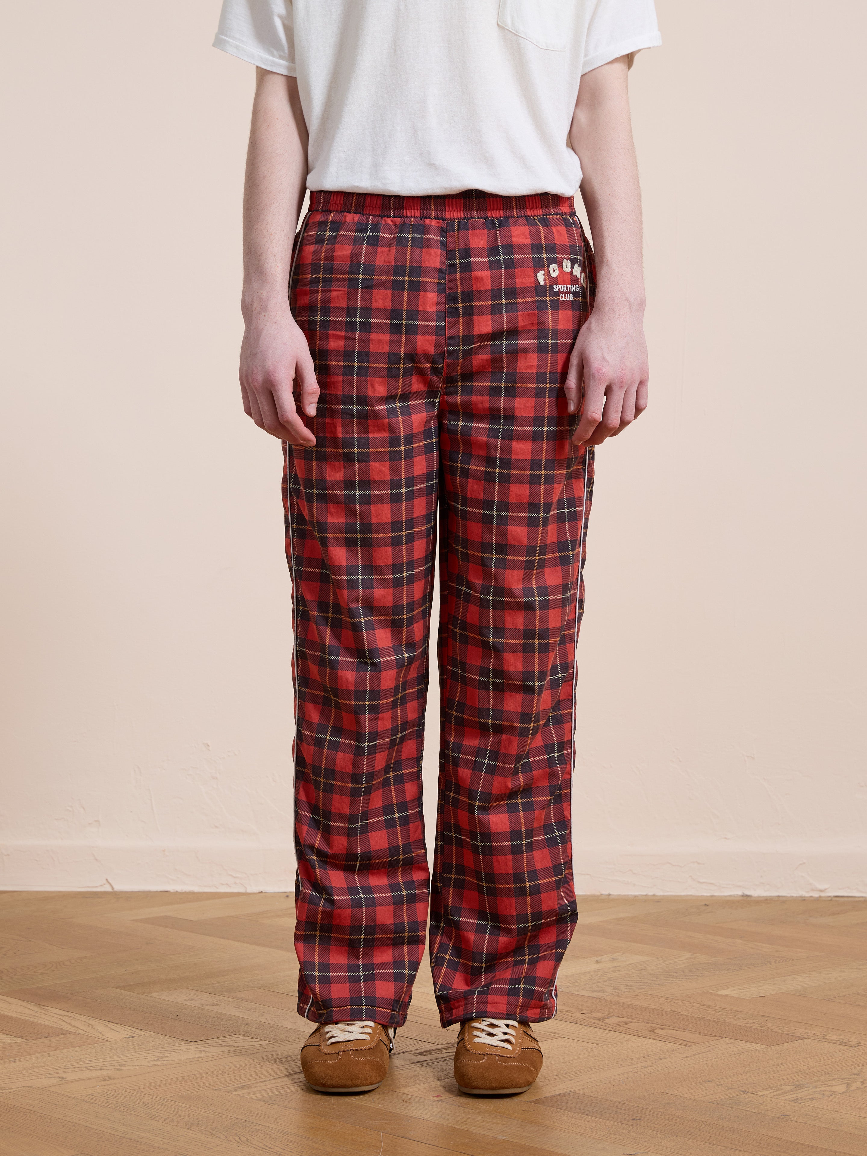 Red Plaid Track Pants | Modern Menswear by yycbvcnbmmnbm