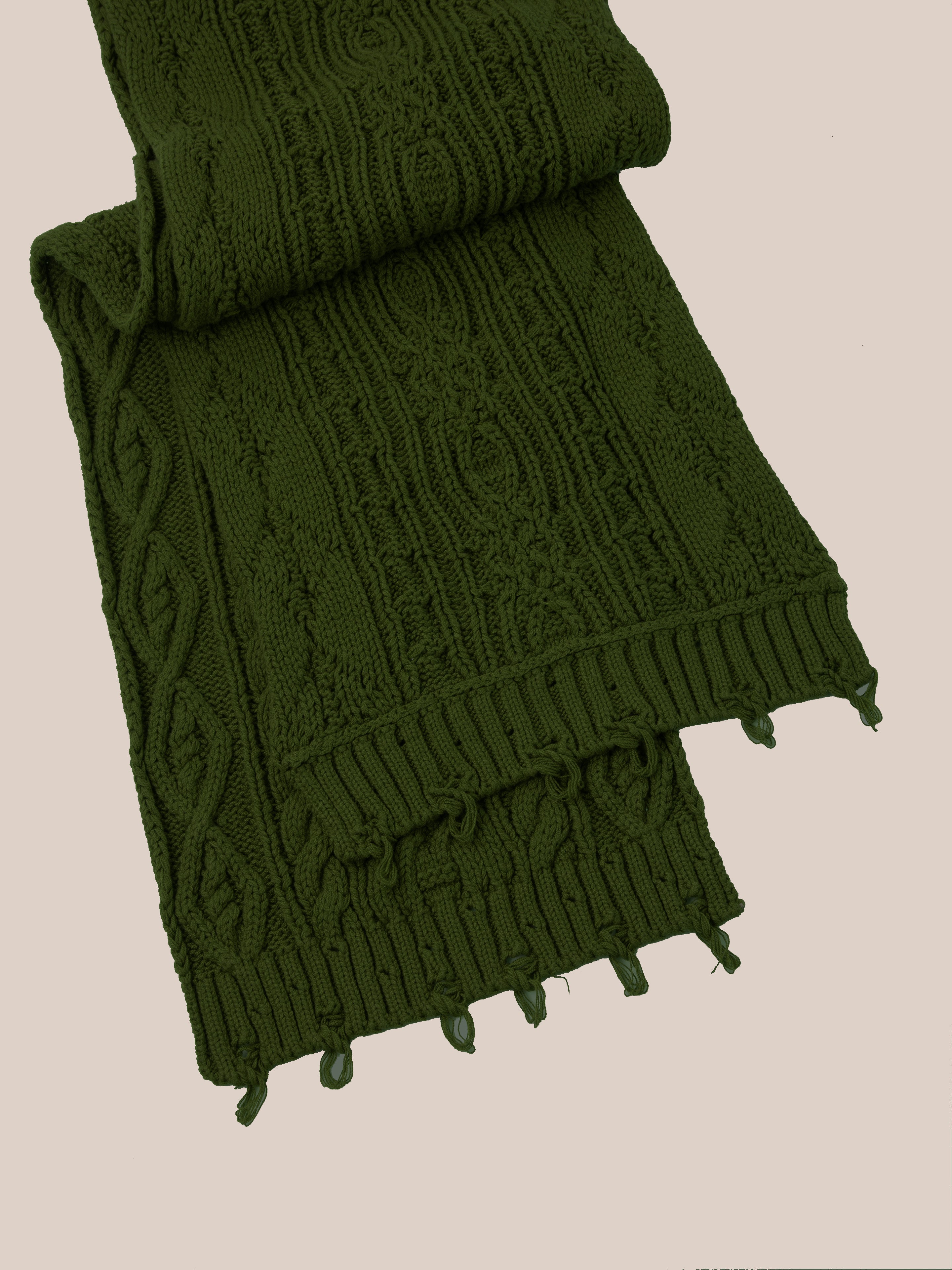 Forest Distressed Cable Knit Scarf | Modern Menswear by yycbvcnbmmnbm