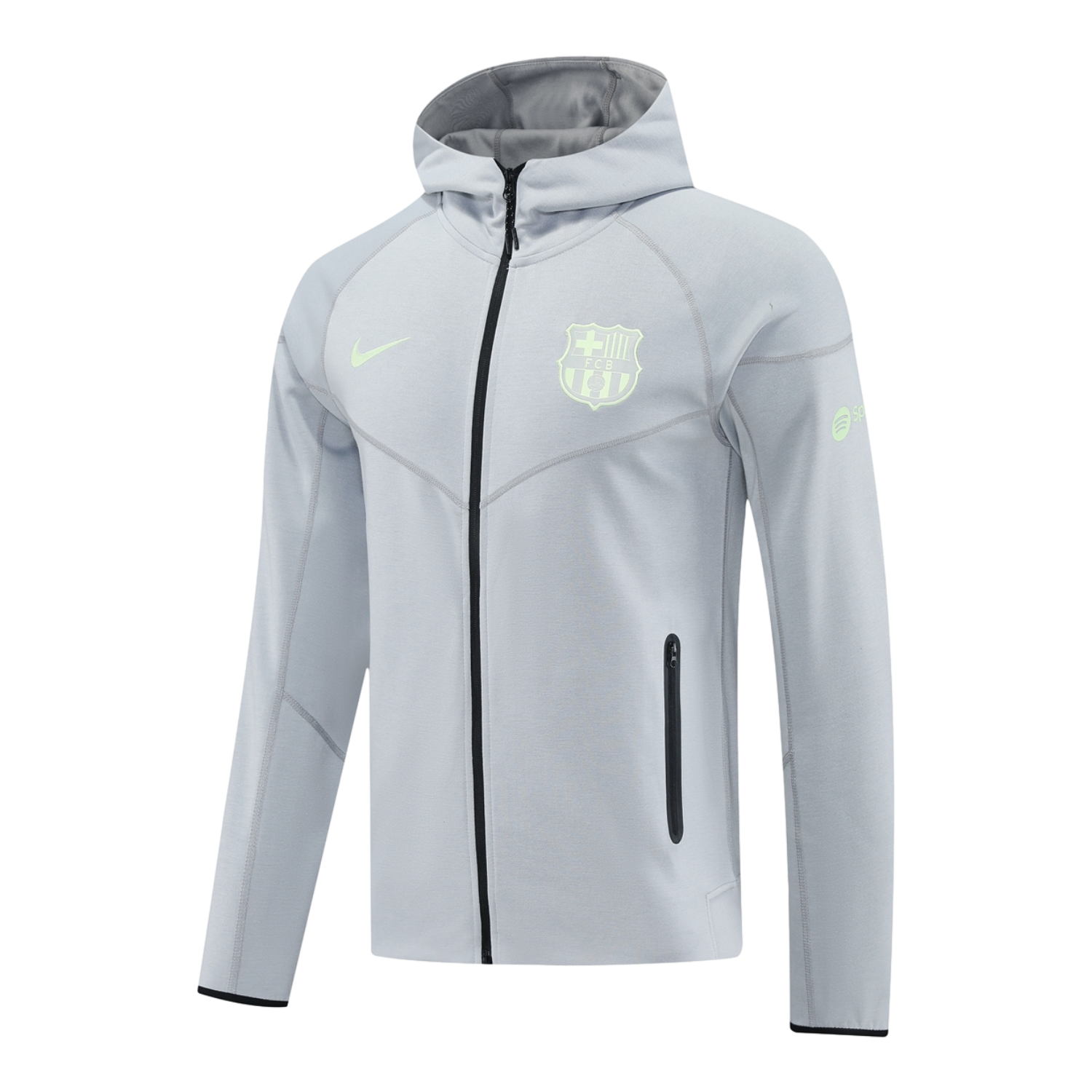 AlphaJersey-Barcelona 25-26 Hooded Jacket Training Tracksuit - Grey Jackets & Pants