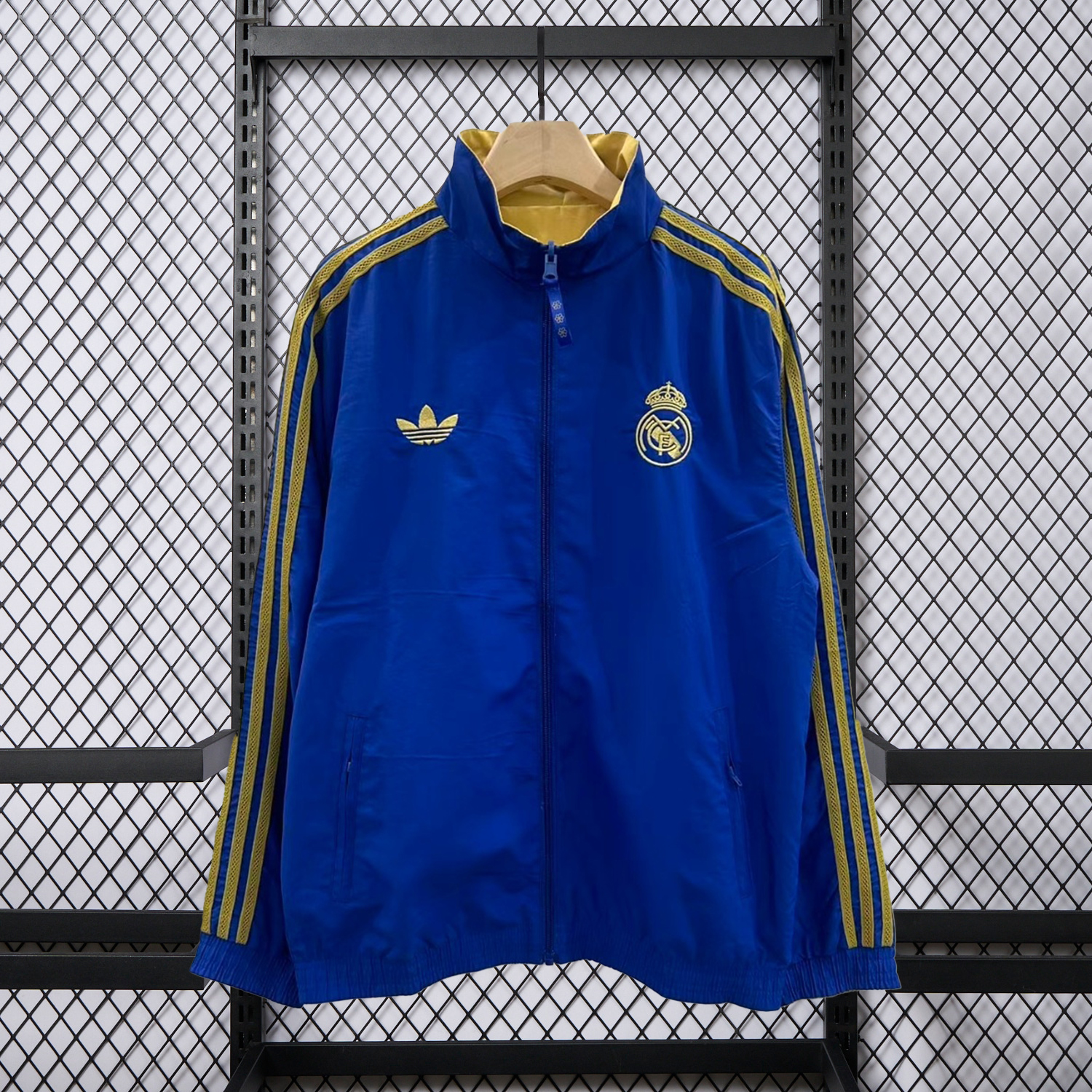 AlphaJersey-Real Madrid 25-26 Cultural Story Chinese Lucky Double Sided Windbreaker Jacket - Blue