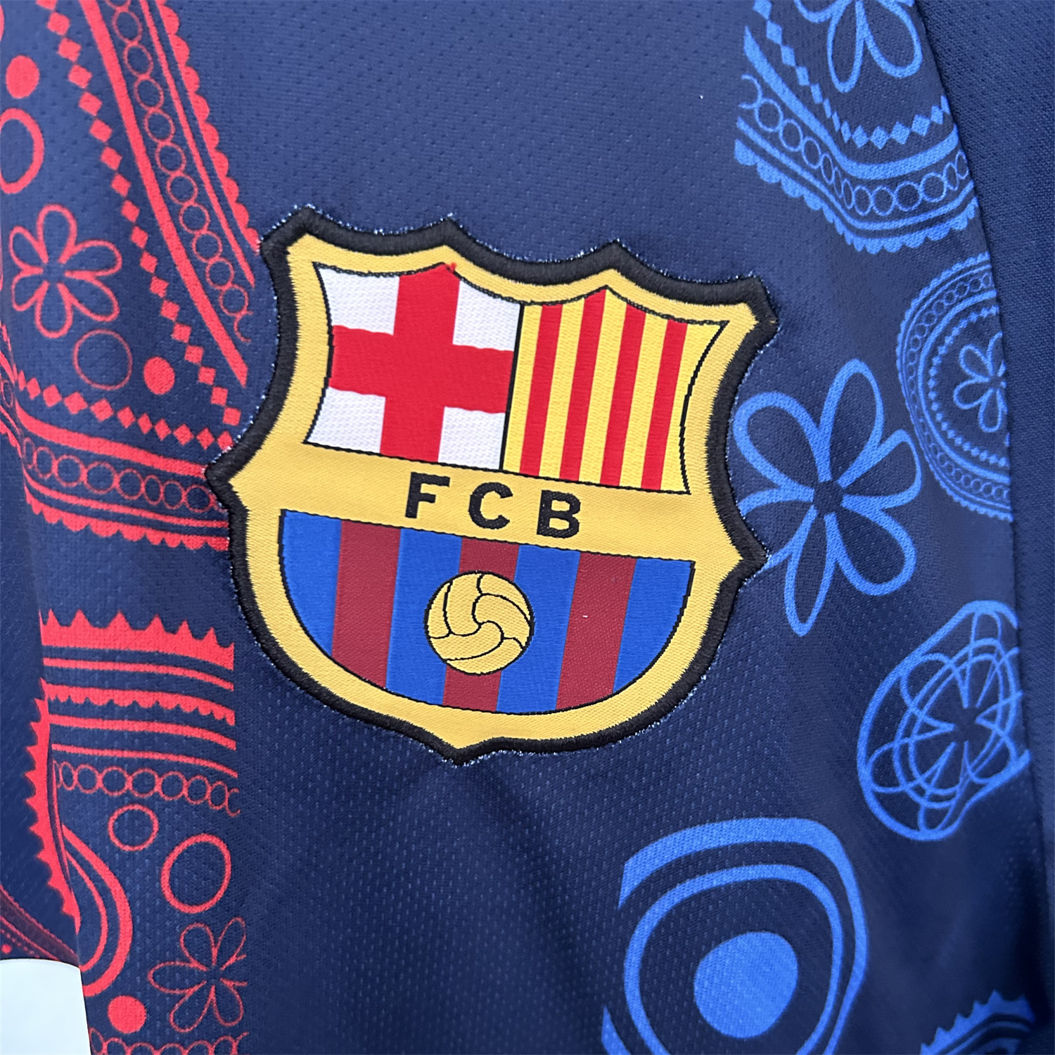 AlphaJersey-Barcelona 25-26 Paisley Patterns Blue Special Edition Jersey - Fans Version
