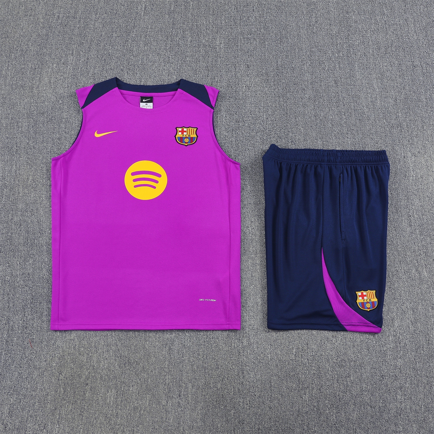 AlphaJersey-Barcelona 25-26 Vest Training Set - Purple Vest and Dark Blue Shorts