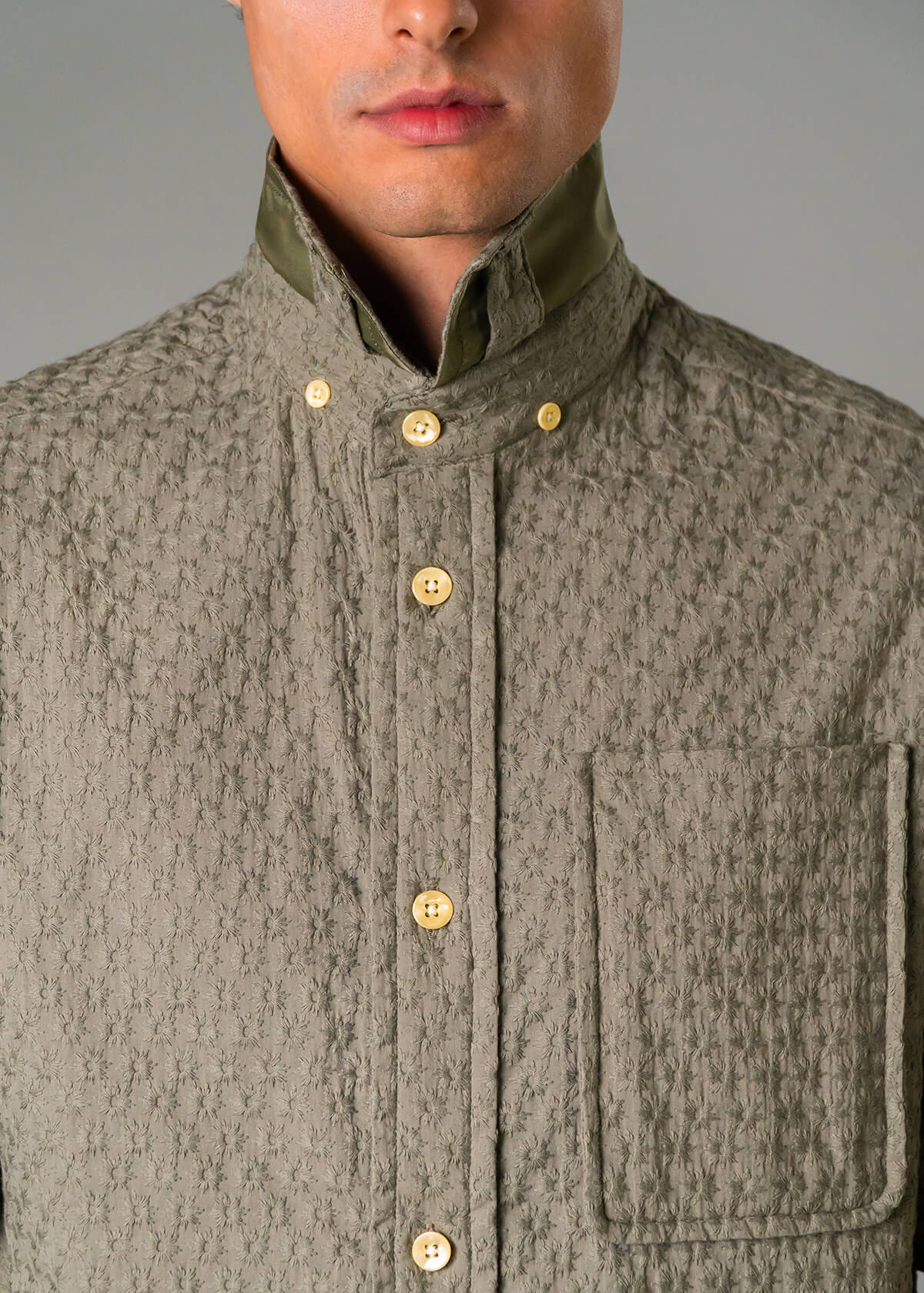 Italy Embroidery Star Olive | Modern Menswear by yycbvcnbmmnbm