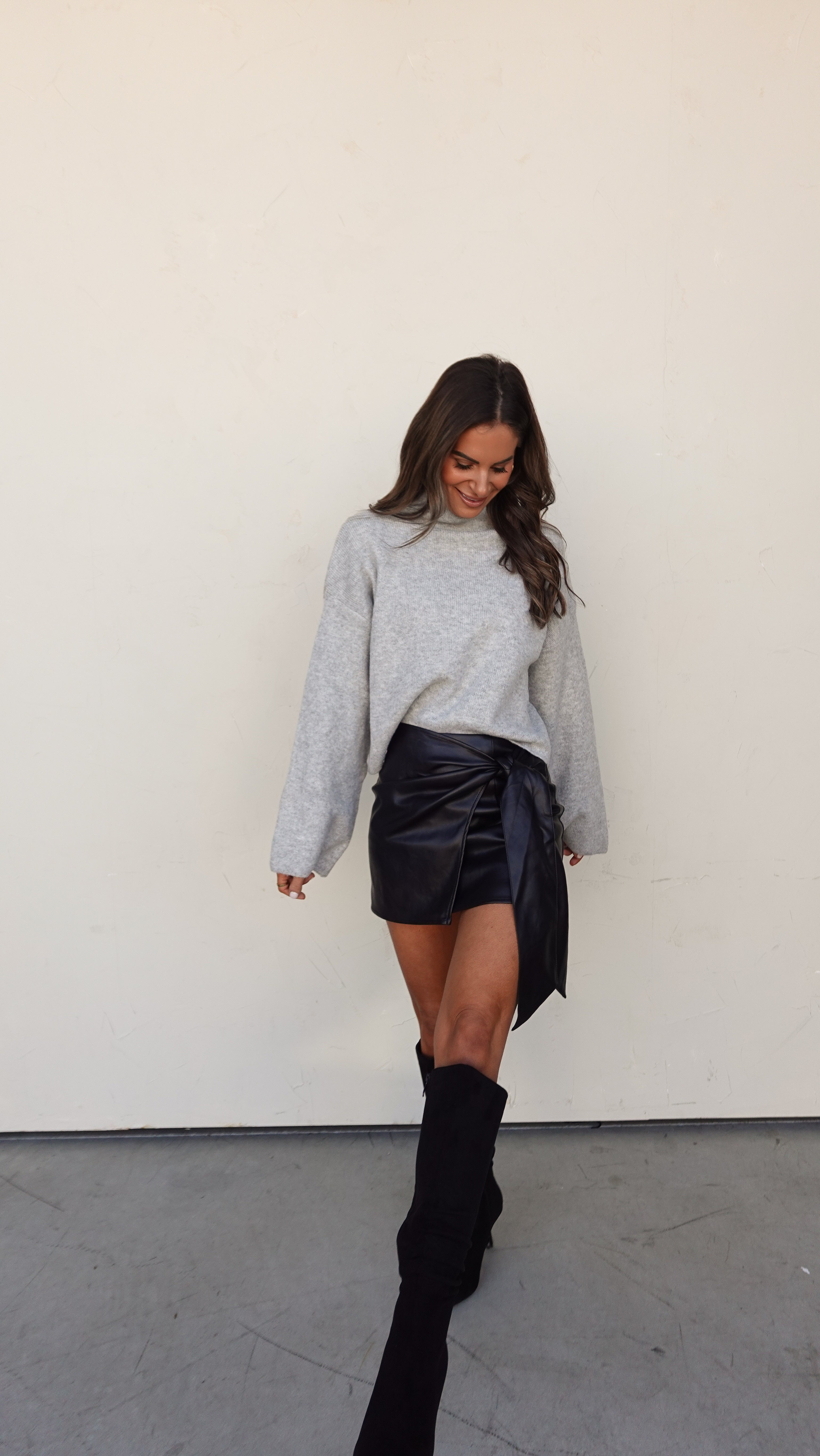 Black Leather Wrap Skort | Elegant Women's Fashion by coolavocek