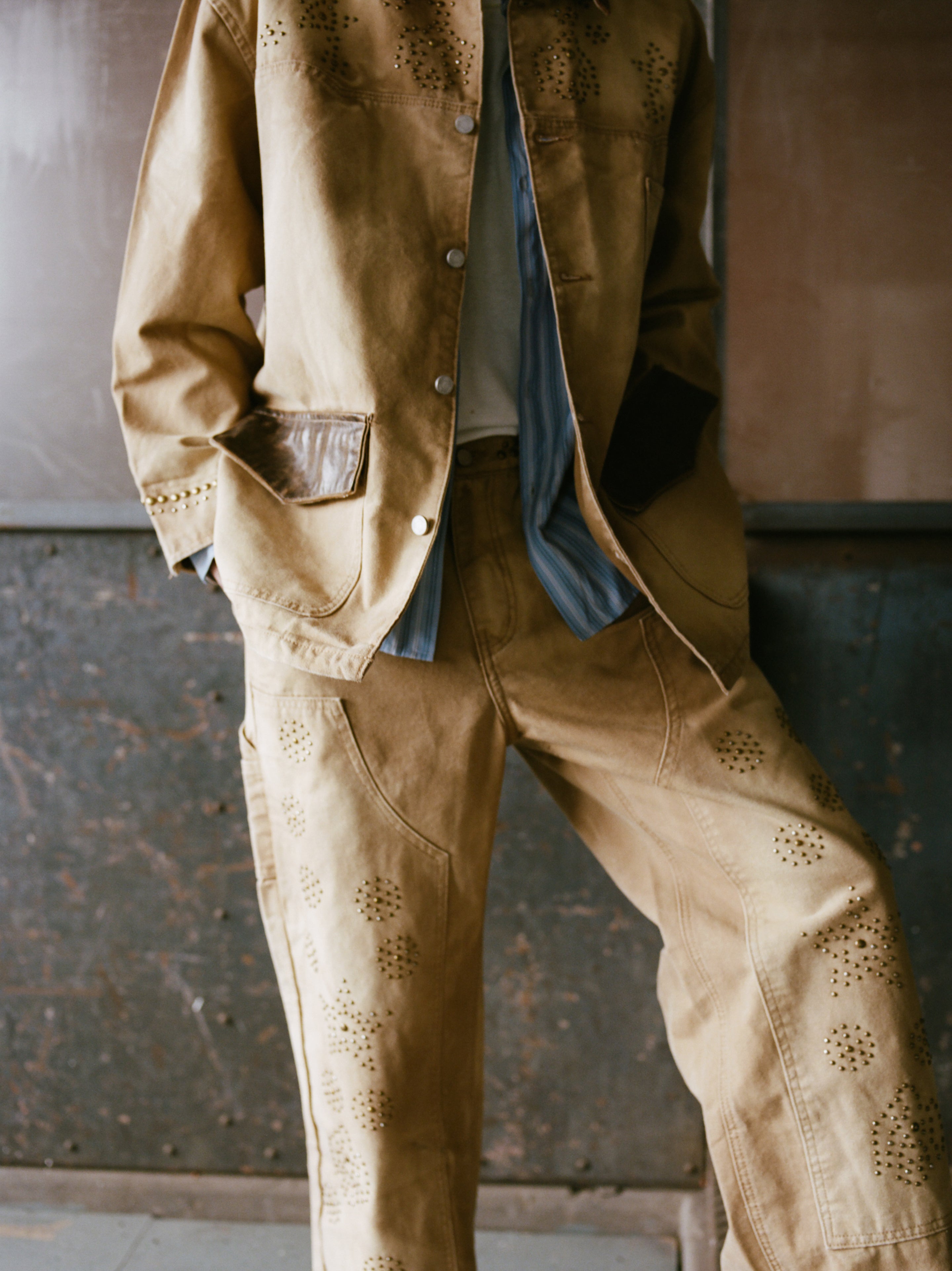 Canvas Studded Work Pants | Modern Menswear by yycbvcnbmmnbm