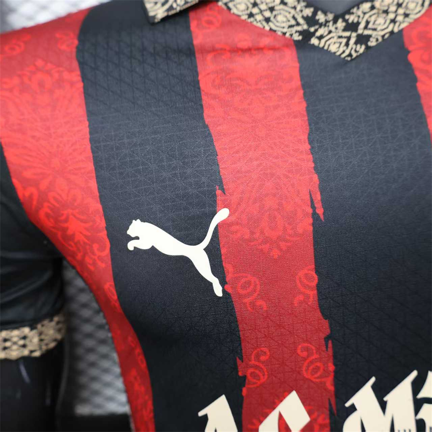 AlphaJersey-AC Milan 25-26 Team Name Advertisement Red & Black POLO Special Jersey - Player Version