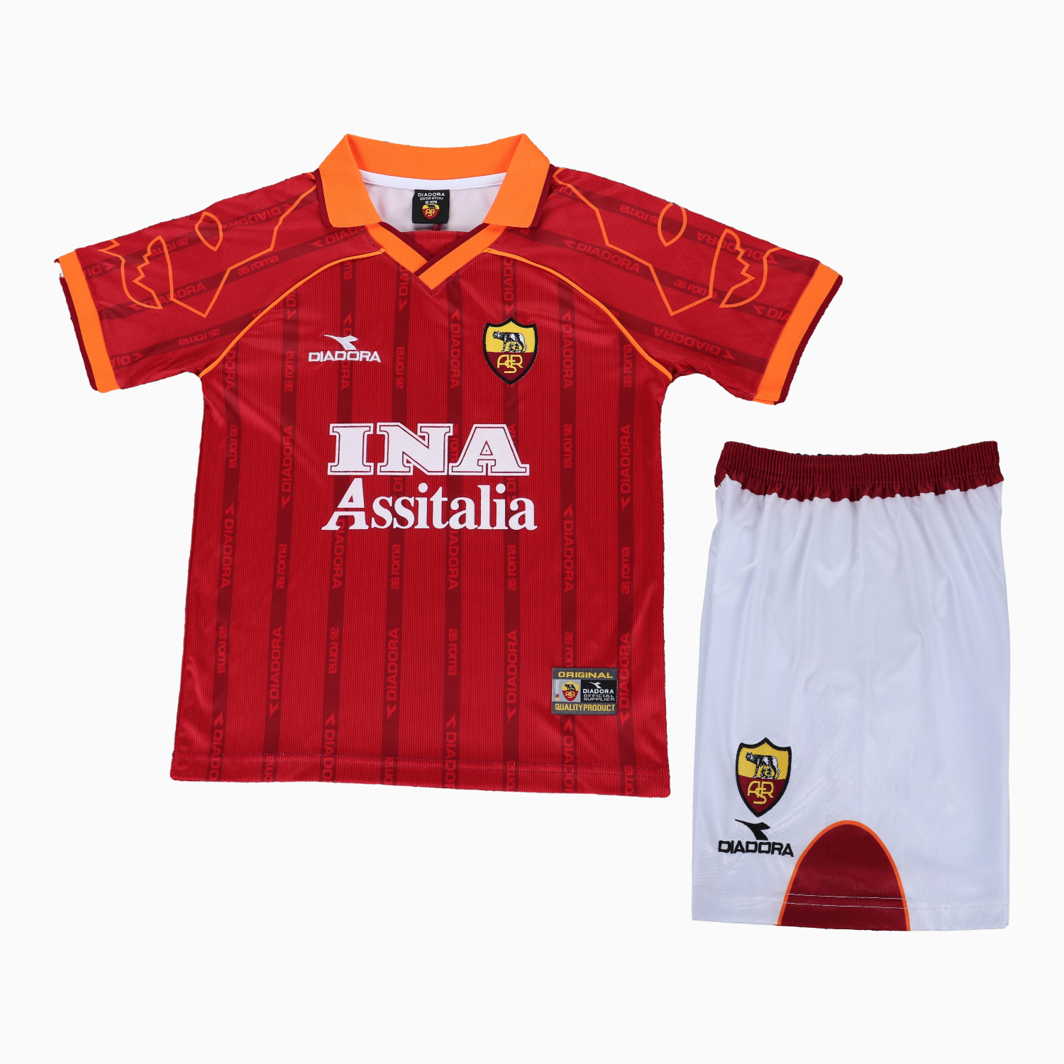 AlphaJersey-Retro Roma 1999-00 Home Kids Kit