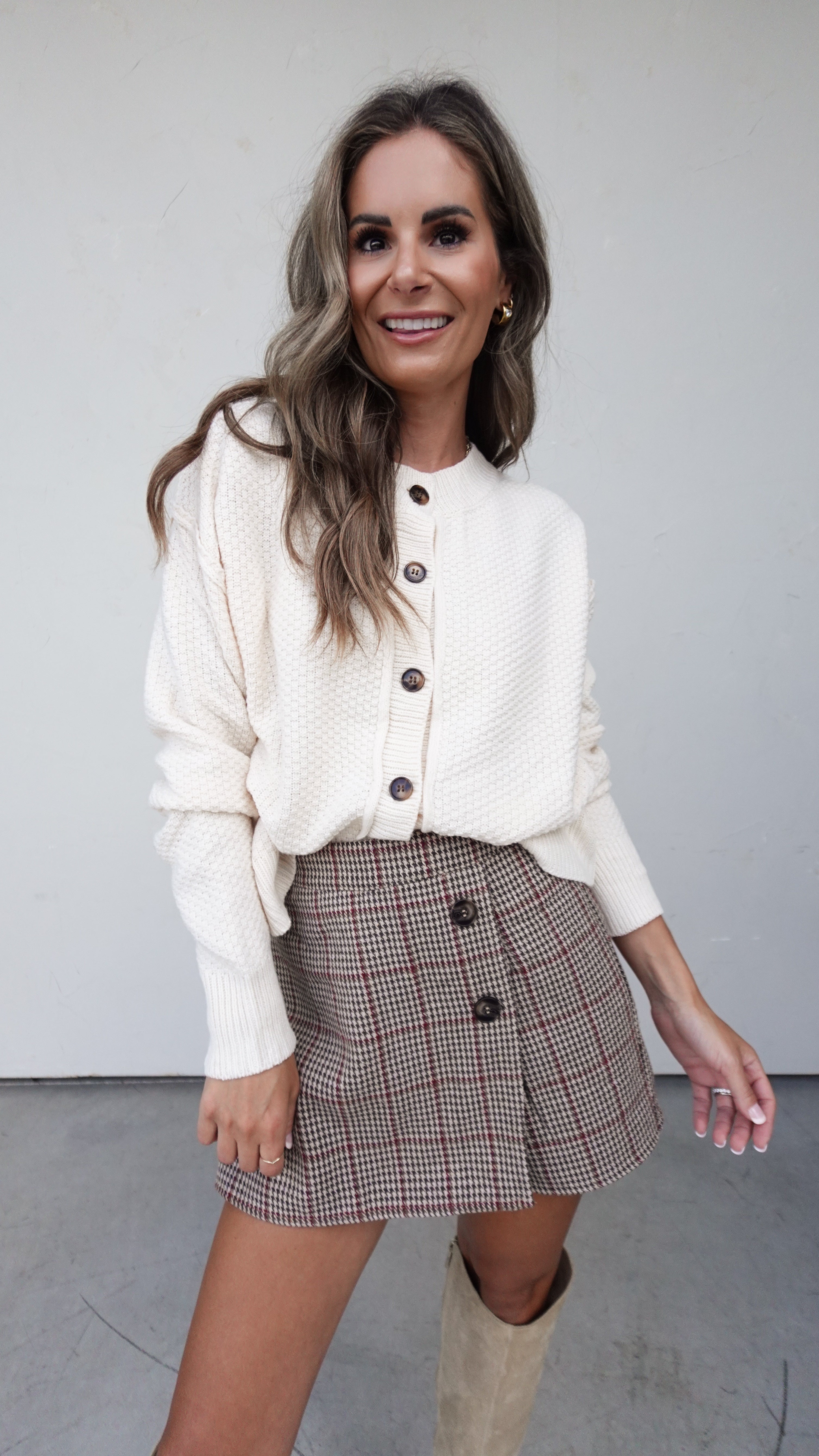 Cream Knit Cardigan with Tortoise Buttons | Elegant Women's Fashion by coolavocek