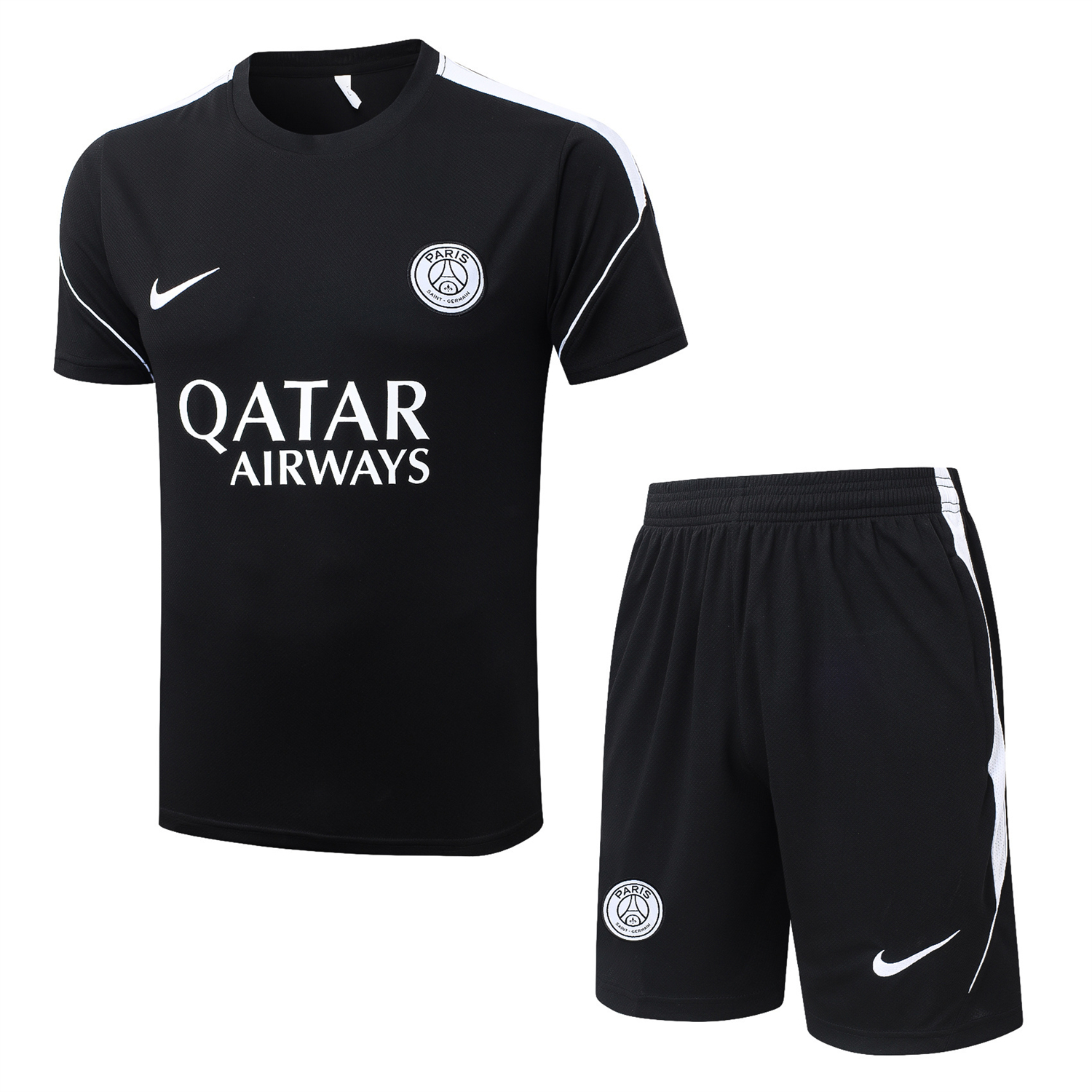 AlphaJersey-Paris Saint-Germain PSG 26-27 Short-Sleeve Training Set - White Border Black Top & Shorts