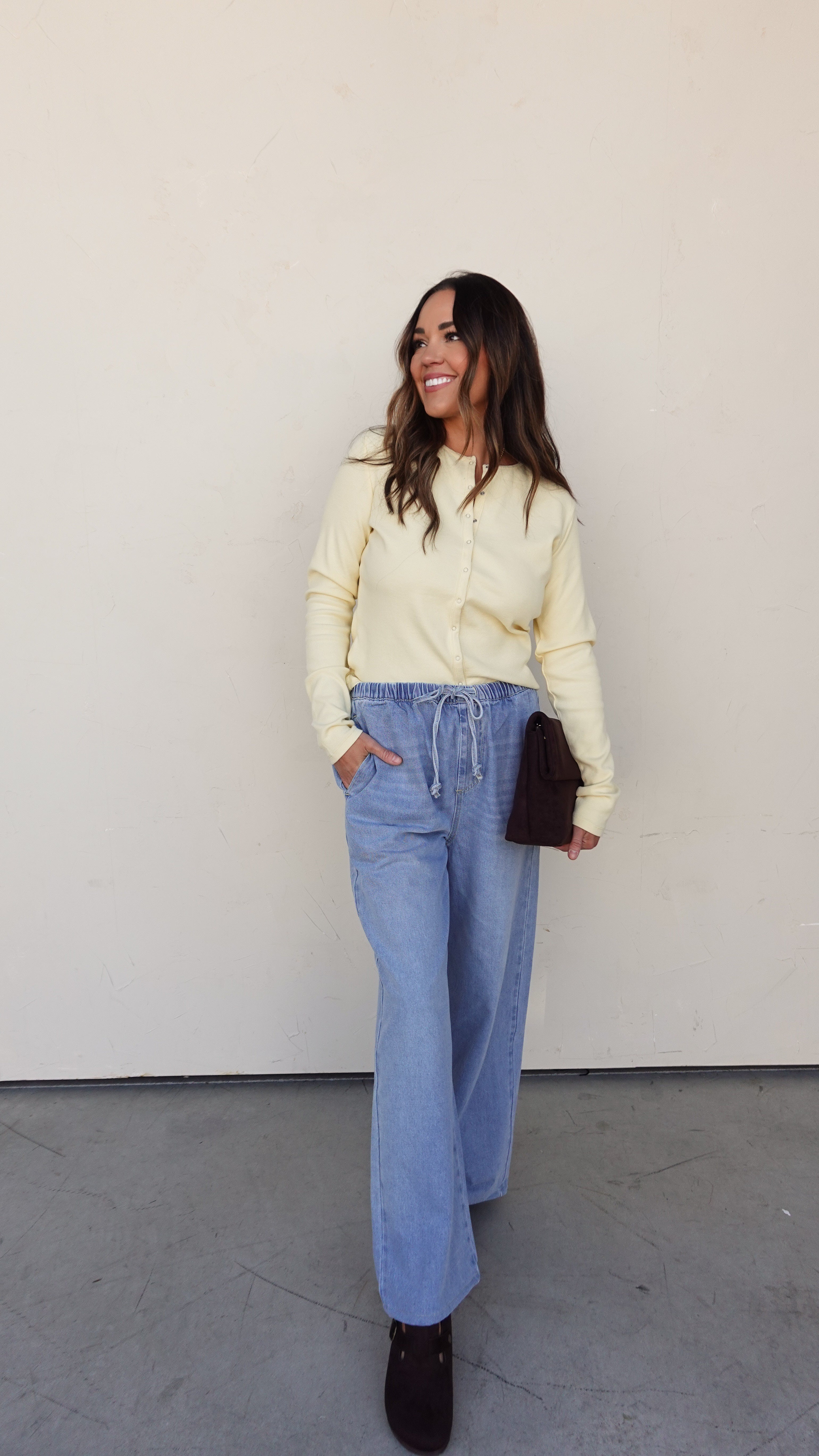 Drawstring Wide Leg Denim Pant | Elegant Women's Fashion by coolavocek