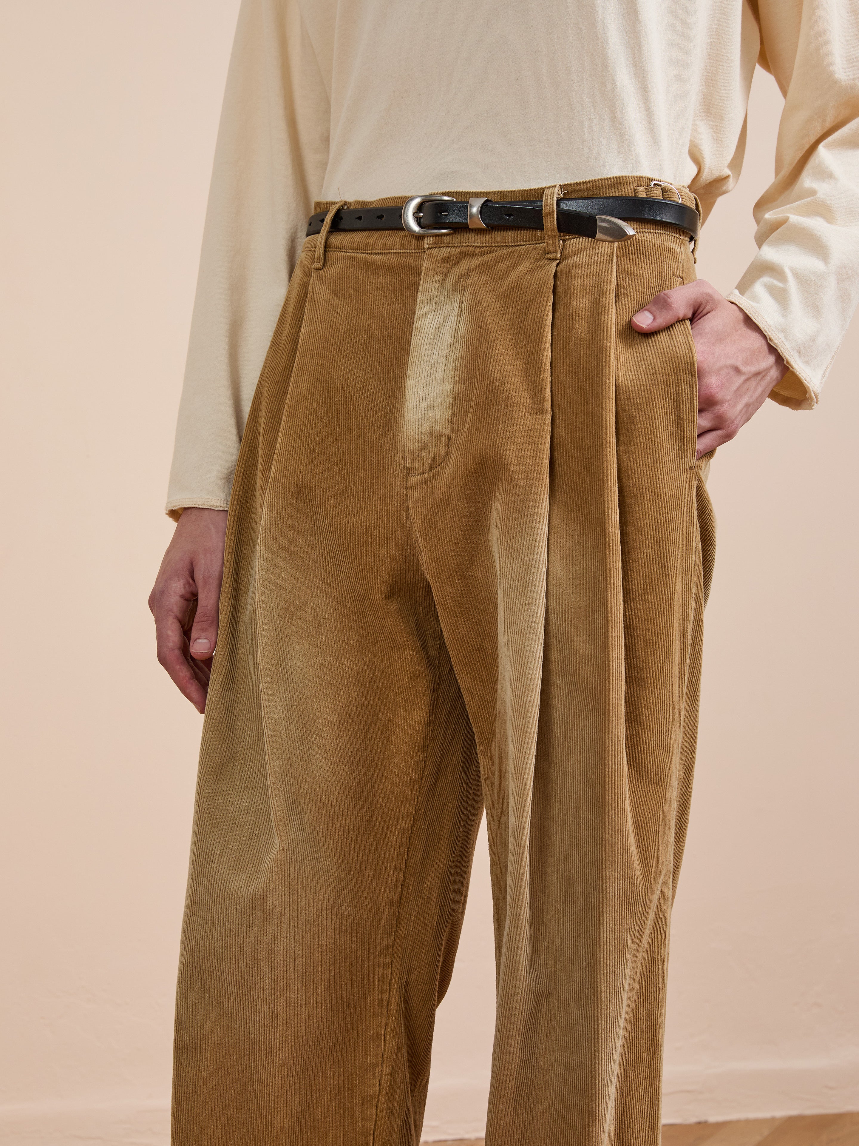 Faded Pleated Corduroy Pants | Modern Menswear by yycbvcnbmmnbm