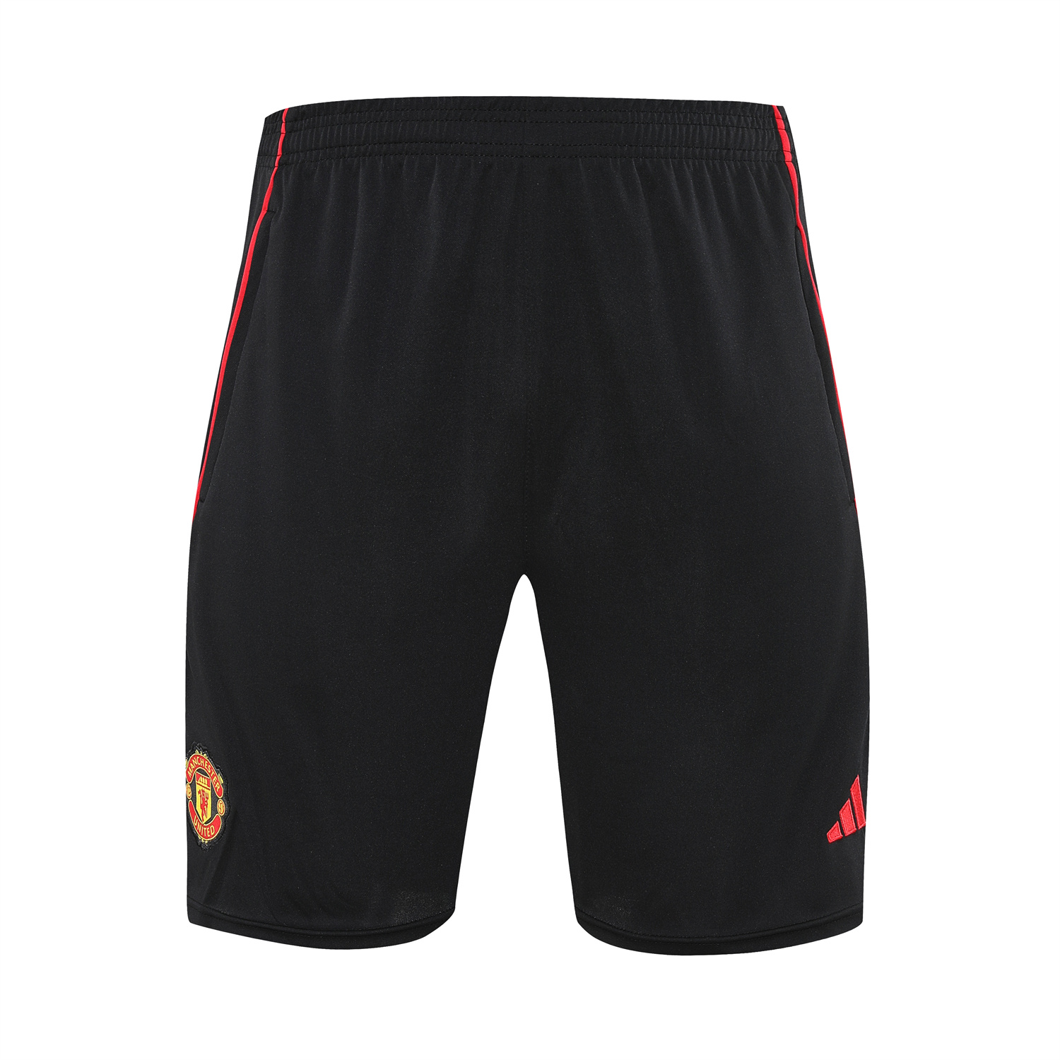 AlphaJersey-Manchester United 25-26 Short-Sleeve Training Set - Red Black Blocks White Top & Black Shorts