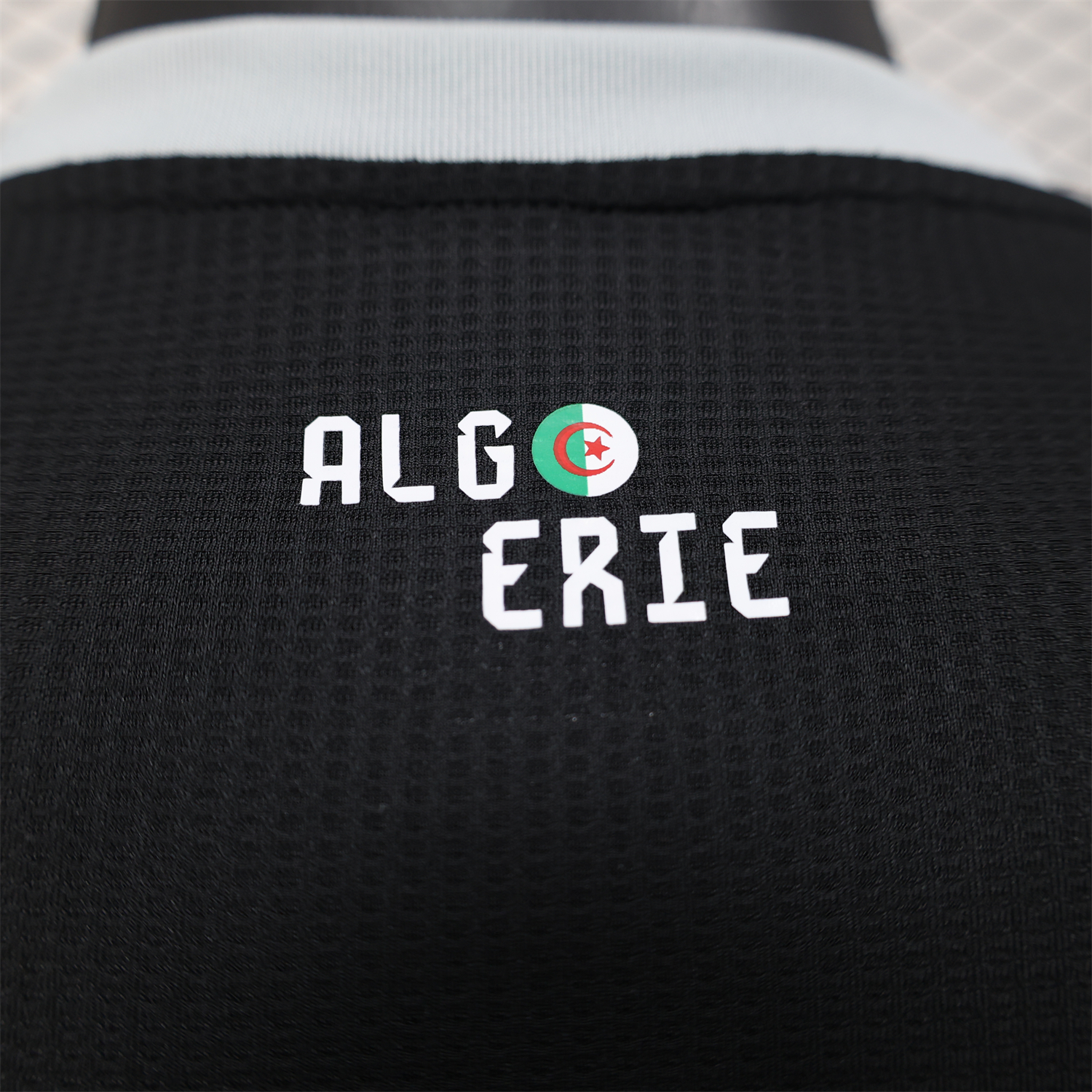 AlphaJersey-Algeria 25-26 Pure Black with White Chest Text Jersey - Player Version
