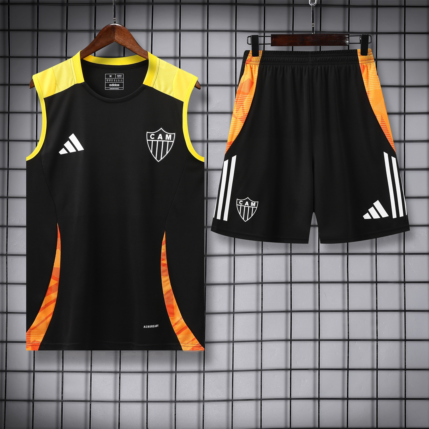 AlphaJersey-Atletico Mineiro 25-26 Vest Training Set - Black Vest With Black Shorts