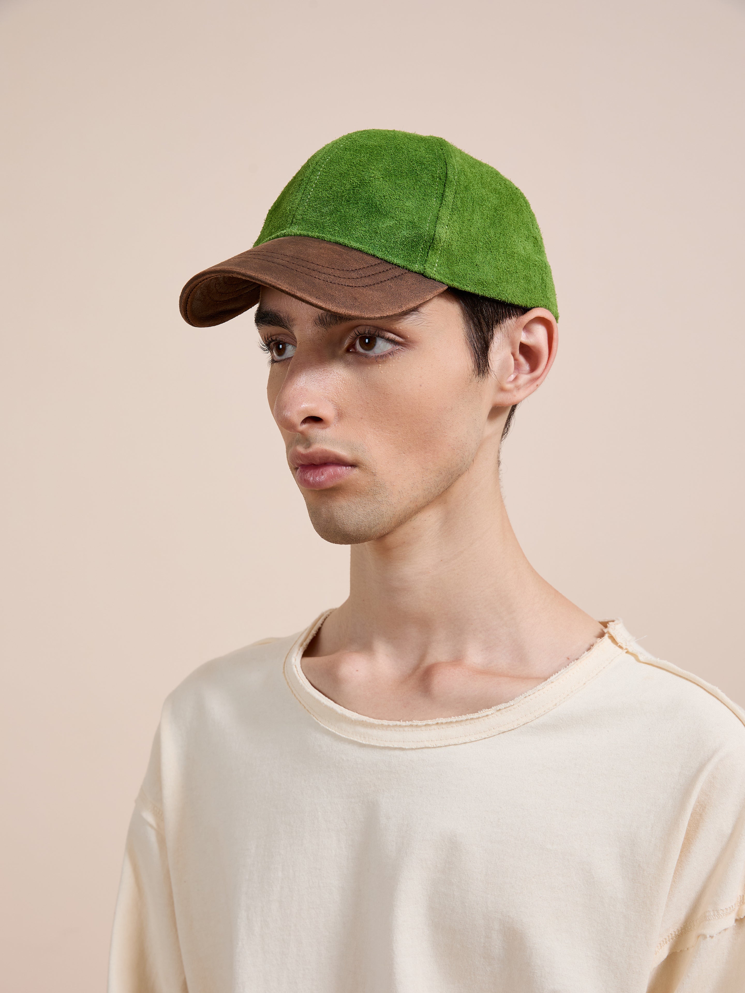 Suede Leather Contrast Distressed Cap | Modern Menswear by yycbvcnbmmnbm