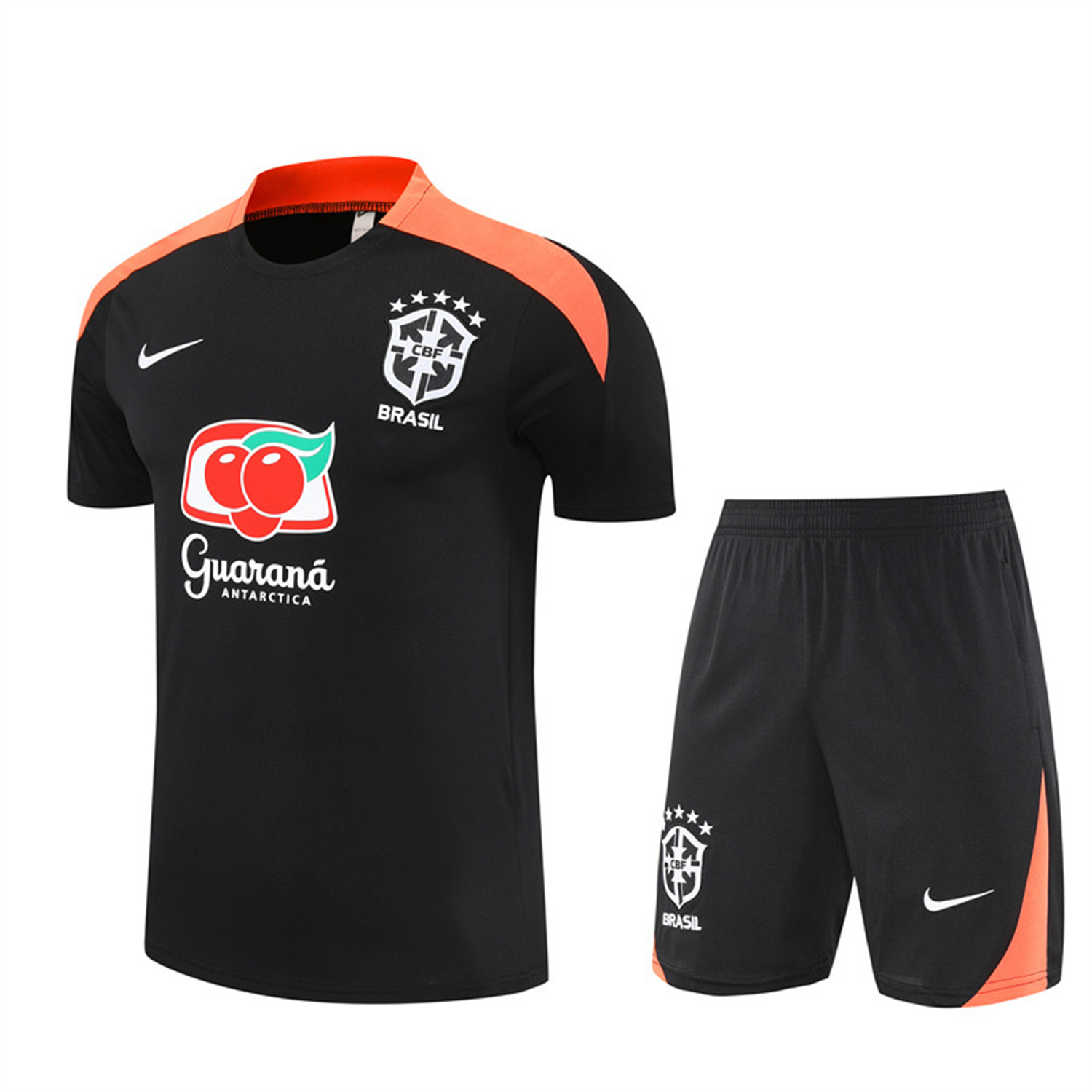 AlphaJersey-Brazil 25-26 Short-Sleeve Training Set - Black Top & Black Shorts