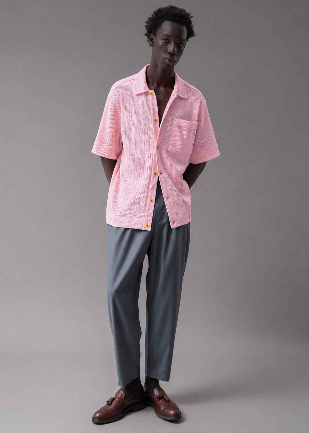 Dusty Pink Knit Shirt | Modern Menswear by yycbvcnbmmnbm