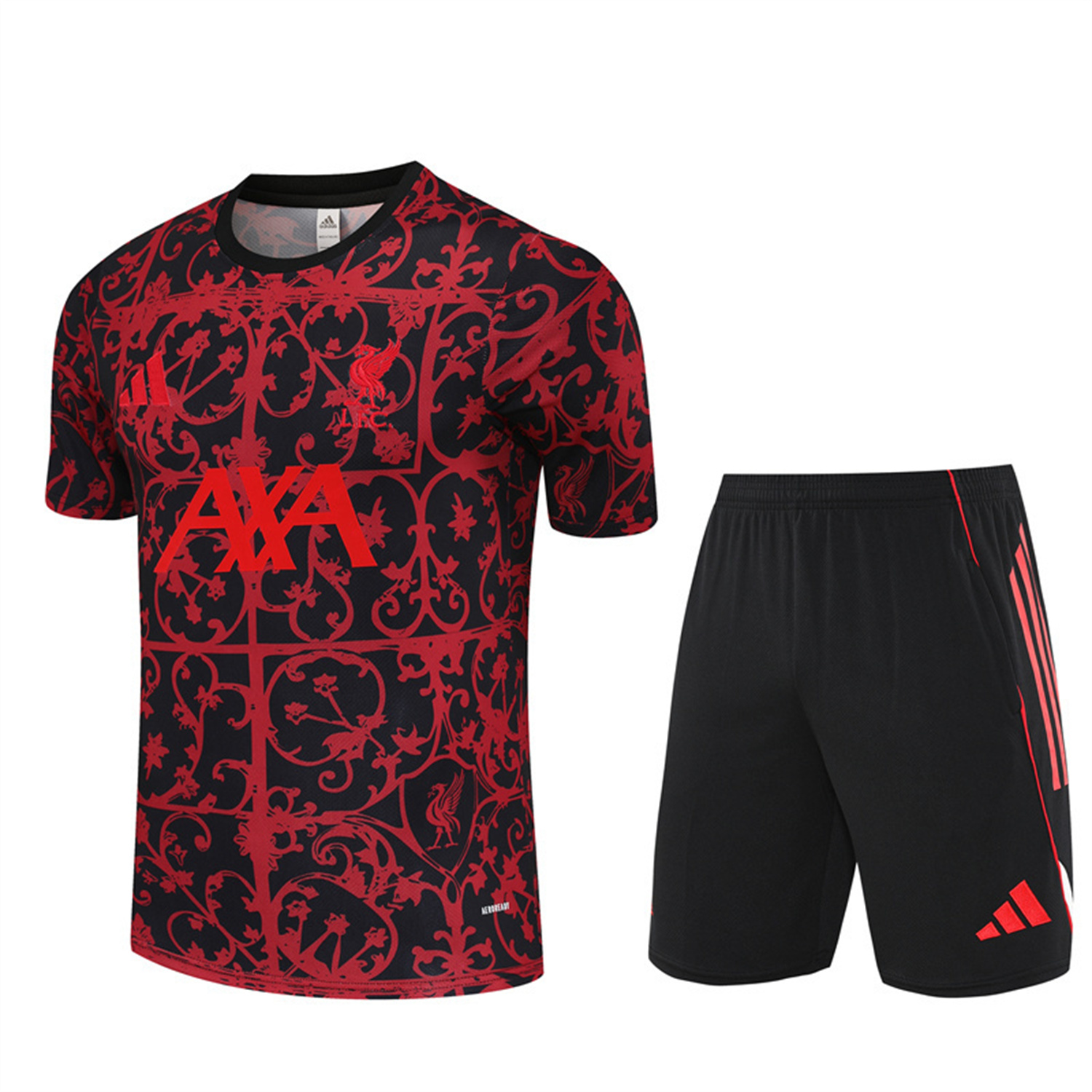 AlphaJersey-Liver.pool 25-26 Short-Sleeve Training Set - Red Camouflage Top & Black Shorts