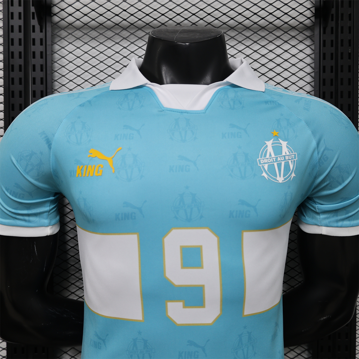 AlphaJersey-Marseille 25-26 Retro Style Blue Jersey -Player Version
