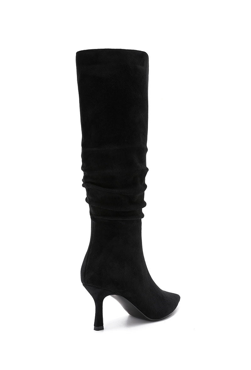 Black Pointed Toe Suede Boot | Elegant Women's Fashion by coolavocek