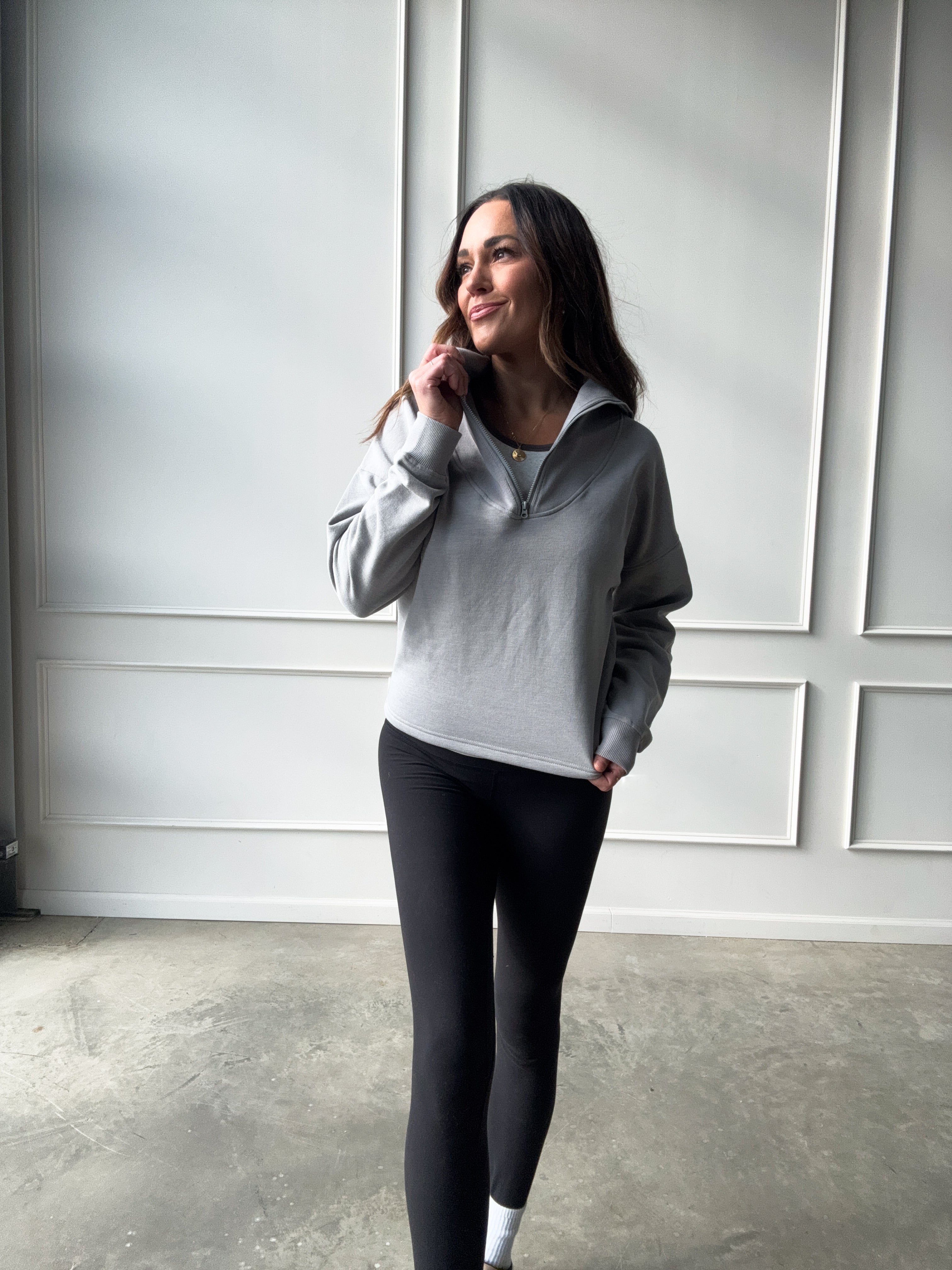 Gray Half-Zip Pullover | Elegant Women's Fashion by coolavocek