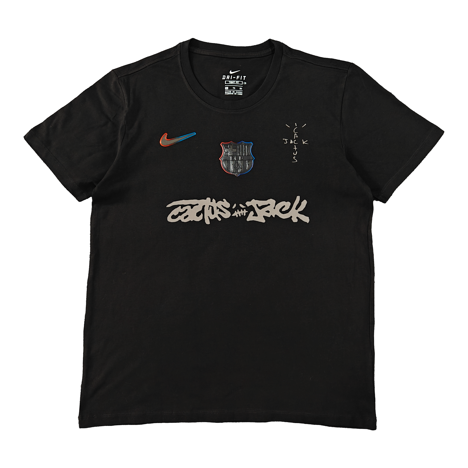 AlphaJersey-Barcelona x Travis Scott 25-26 Black T-shirt with Grey ICON