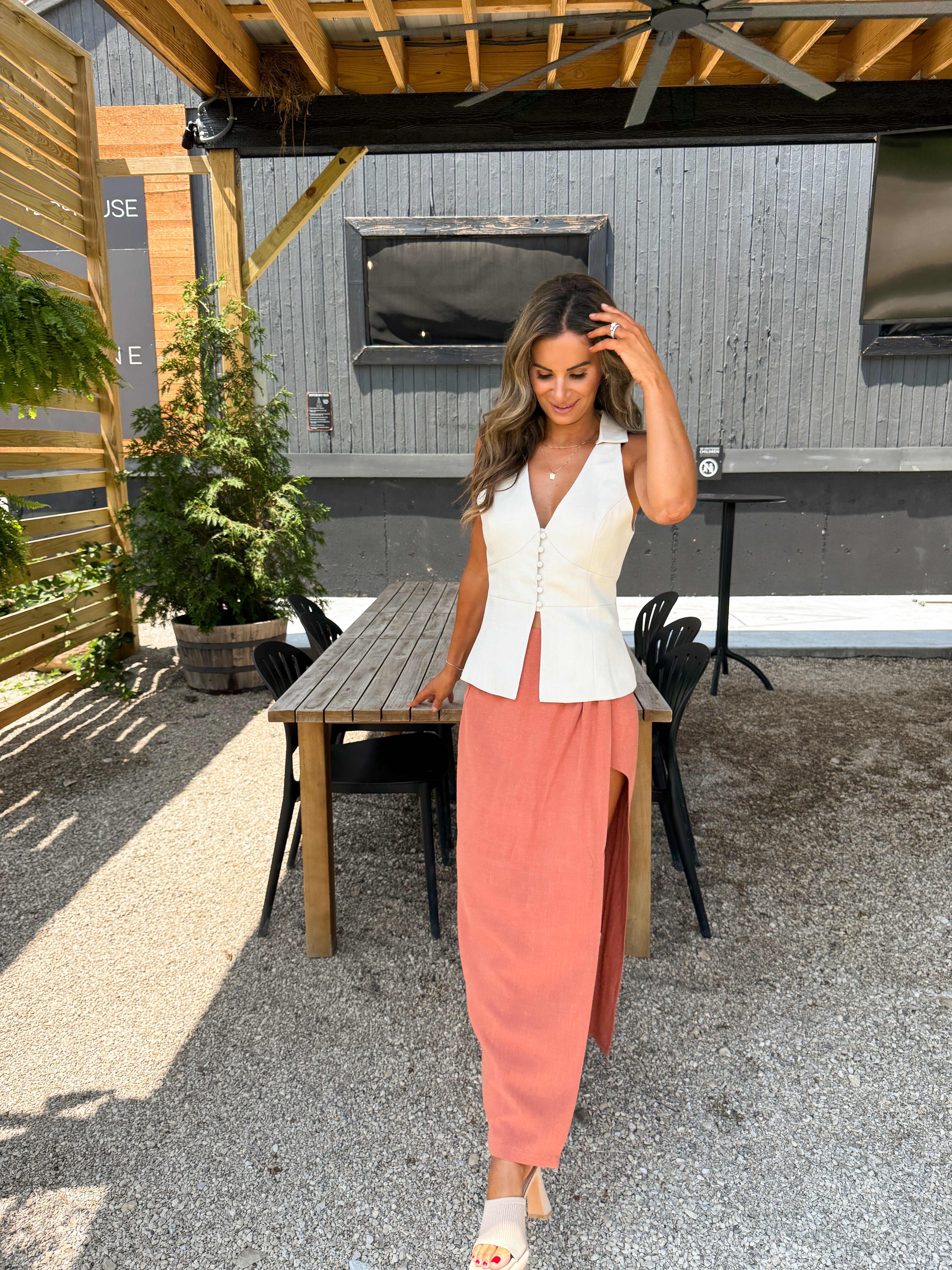 Rust Linen Wrap Skirt | Elegant Women's Fashion by coolavocek