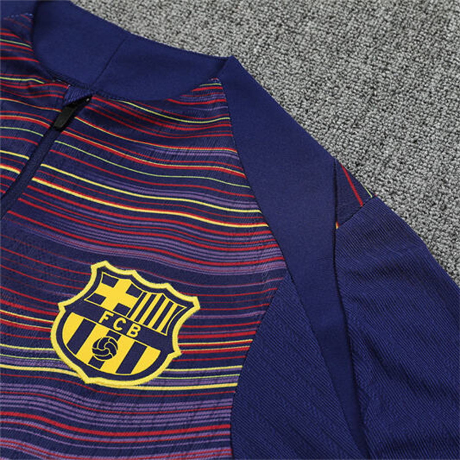 AlphaJersey-Barcelona 25-26 Kids Long Sleeve Training Set - Purple Camouflage Top & Blue Pants