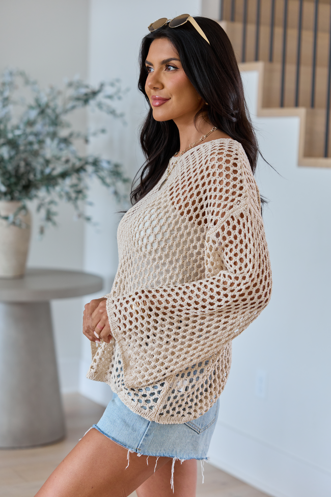 Let It Go Tan Open Knit Sweater SALE | Elegant Women's Fashion by coolavocek