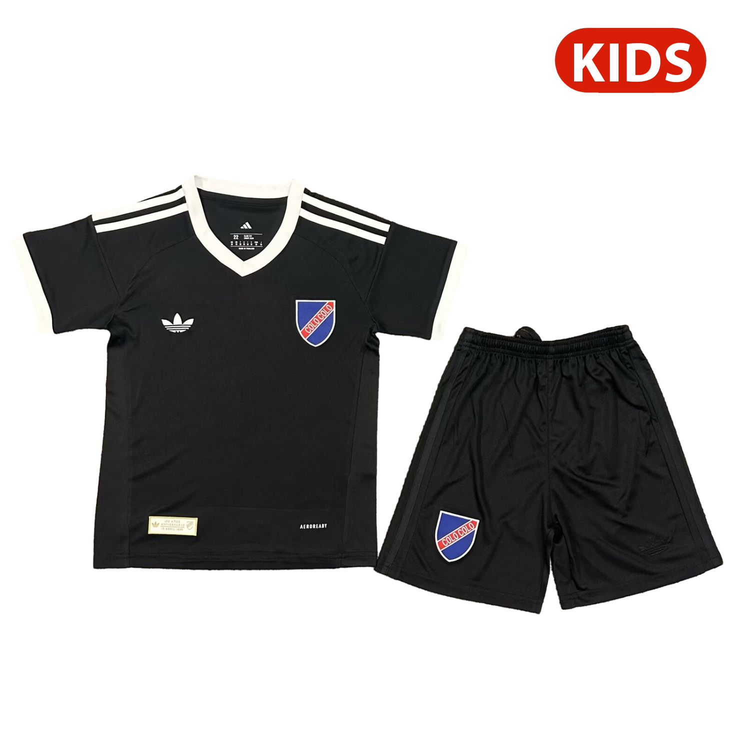 AlphaJersey-Colo Colo 25-26 100th Anniversary Black Goalkeeper Kids Kit