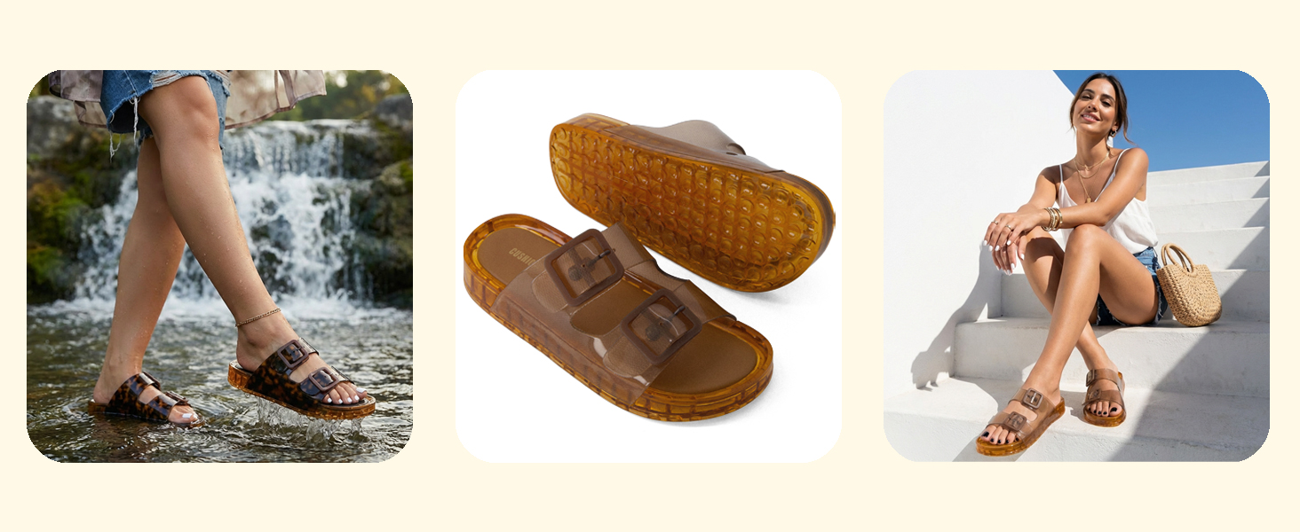 pool, cushionaire, jelly slide sandal, lifestyle