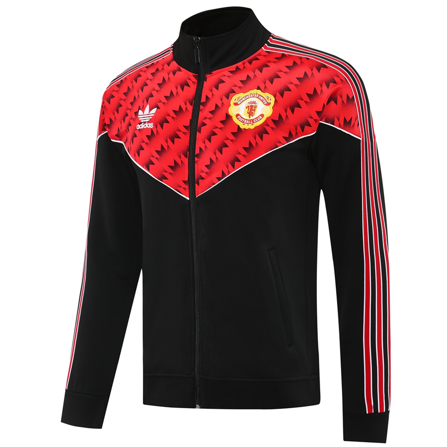 AlphaJersey-Manchester United 25-26 Bring Back 1991 Jacket Training Tracksuit - Black and Red