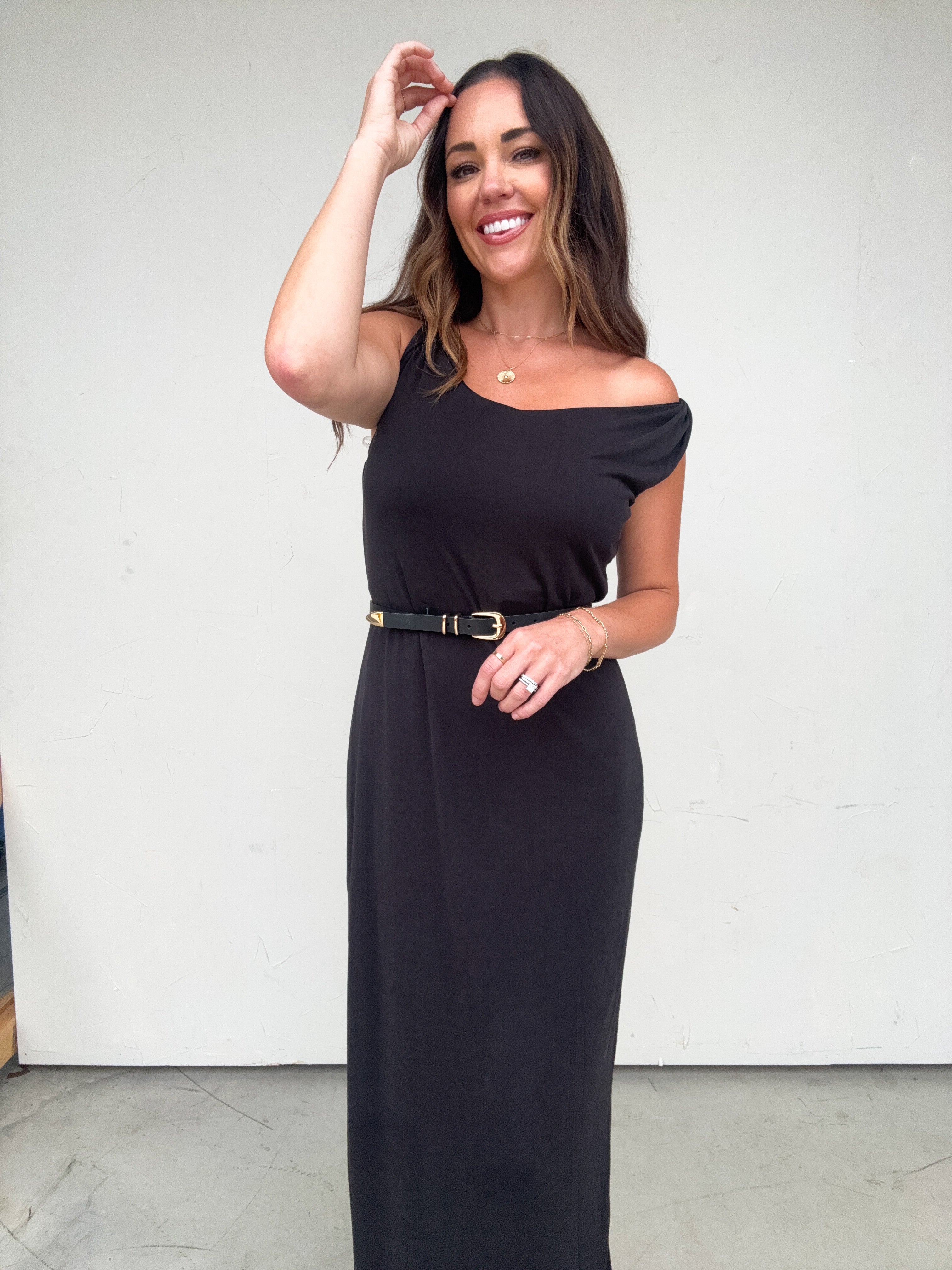 Black Maxi Dress with Twist Straps | Elegant Women's Fashion by coolavocek