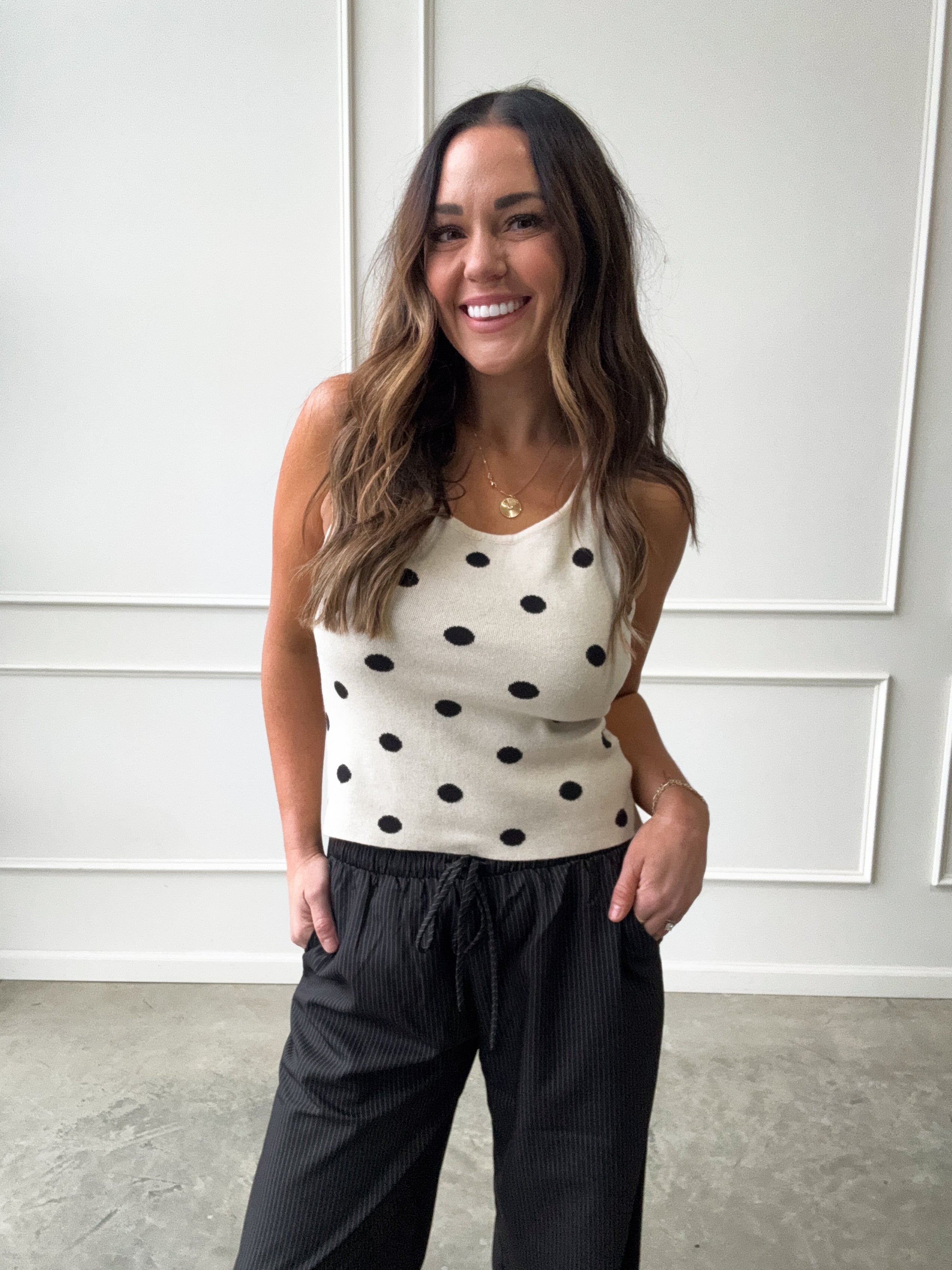 Knit Polka Dot Halter Top | Elegant Women's Fashion by coolavocek