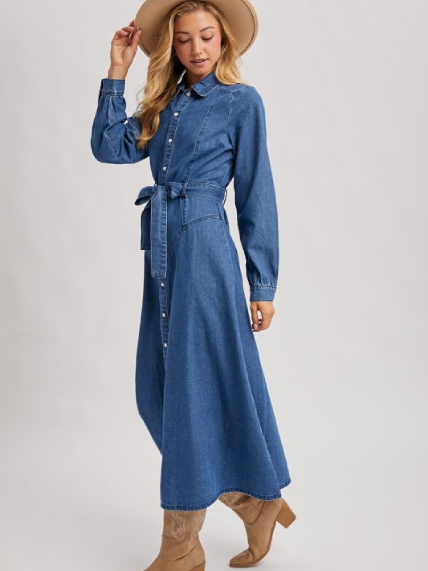 Maxi Denim Dress | Elegant Women's Fashion by coolavocek