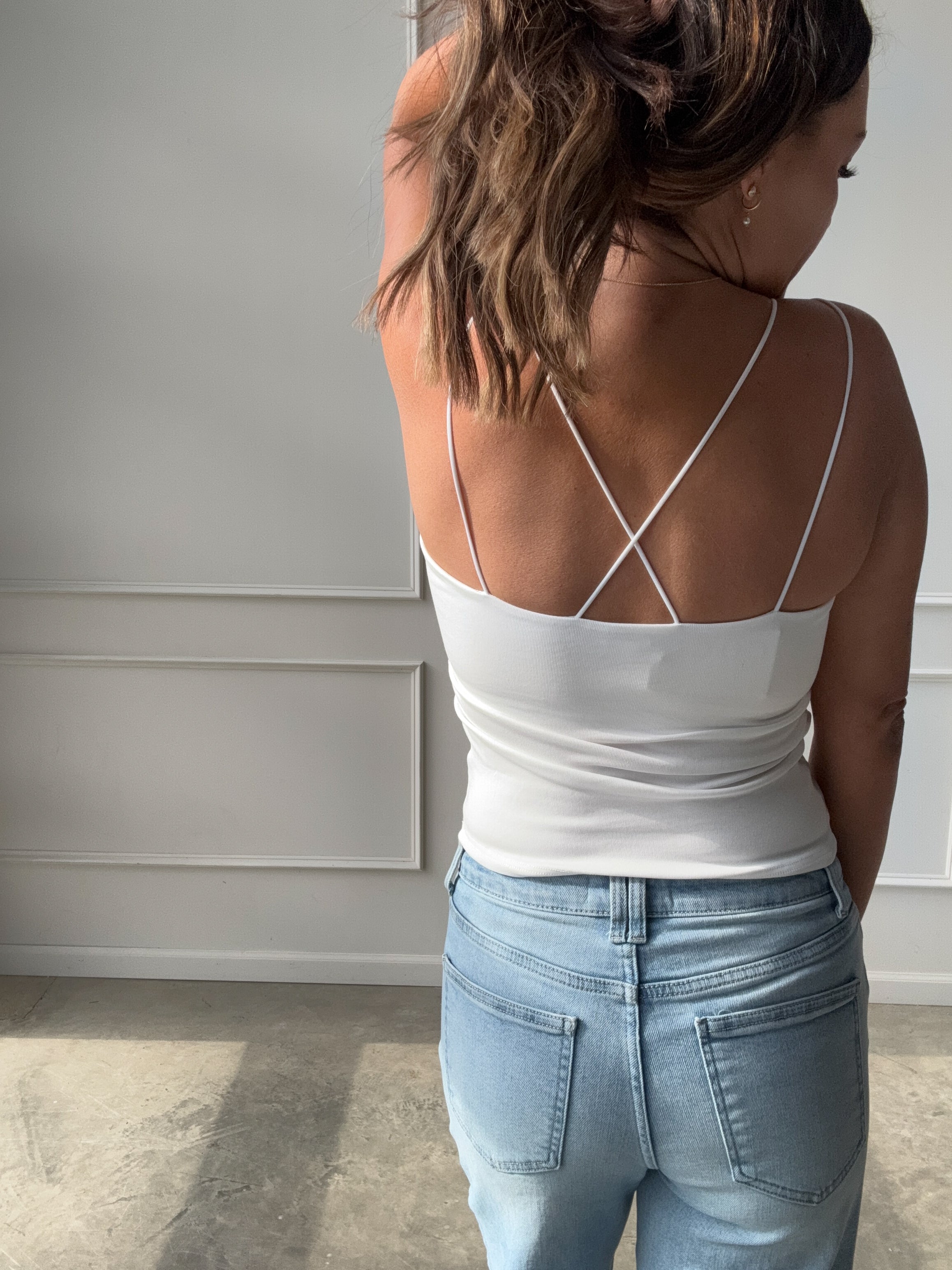White Cami with Built-In Bra | Elegant Women's Fashion by coolavocek