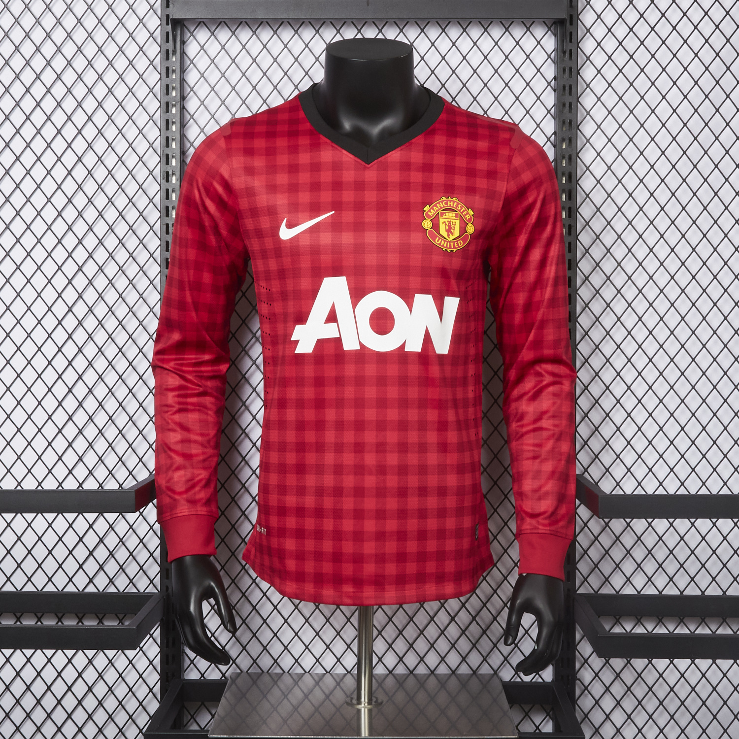 AlphaJersey-Retro Manchester United 2012-13 Home Long Sleeve Jersey - Player Version